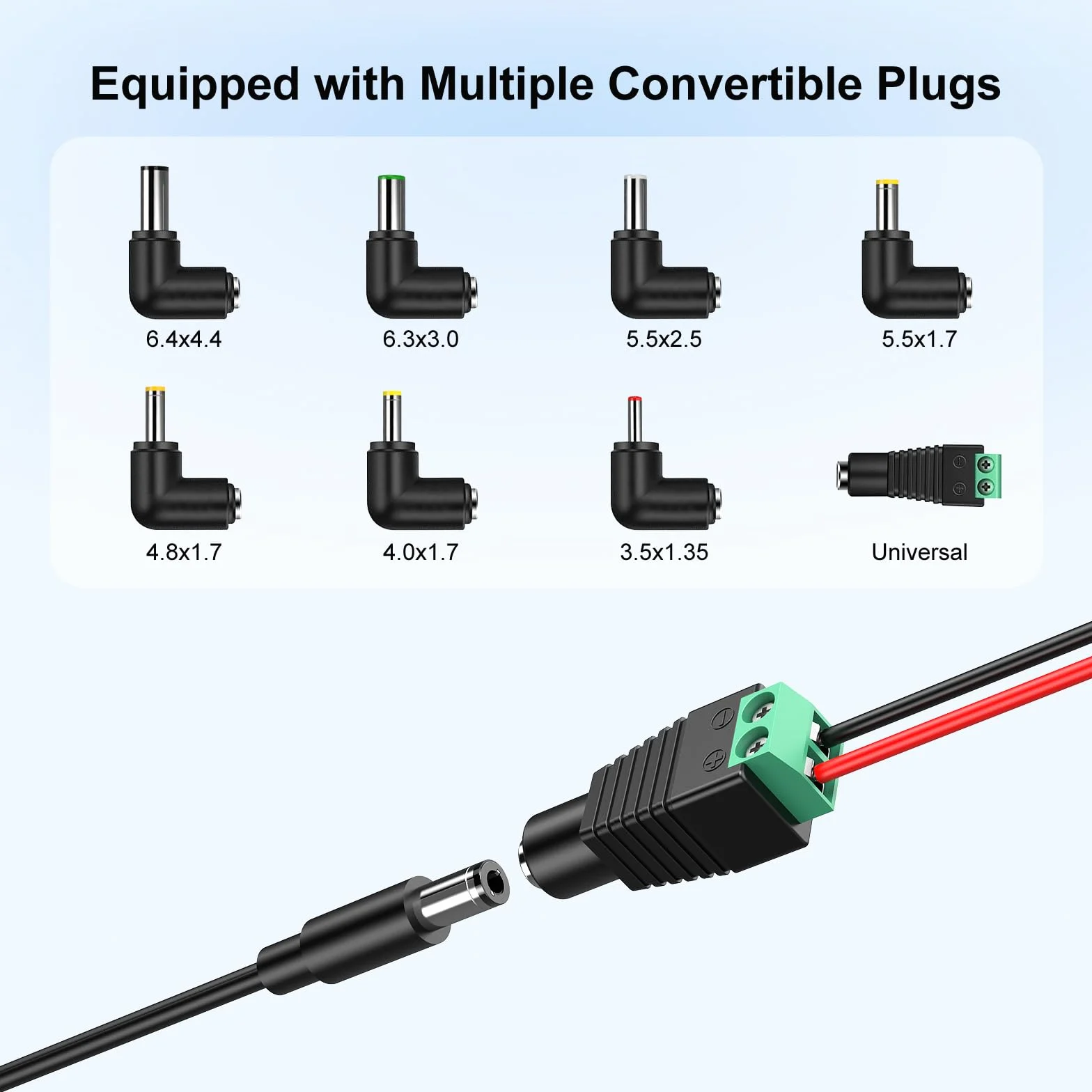 NASTIMA 12V 1A Caricabatterie Universale per Auto Elettriche Bambini con Indicatore Luminoso e 8 Convertitori