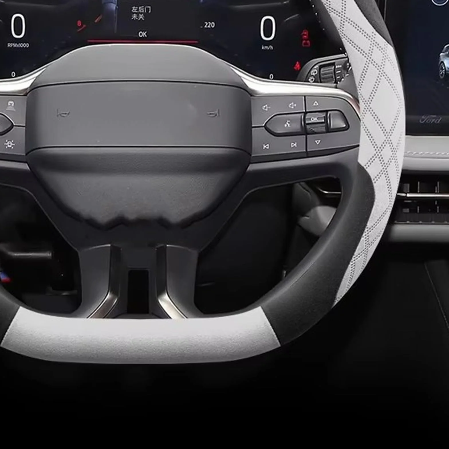 Coprivolante Auto Copertura Volante Dell'automobile Per Ford Per Tourneo Per Custom Per Corriere Per Capri Per PUMA Per Gen-E Per Explorer EV 2024 2025 Accessori Interno(Double D Black Red)