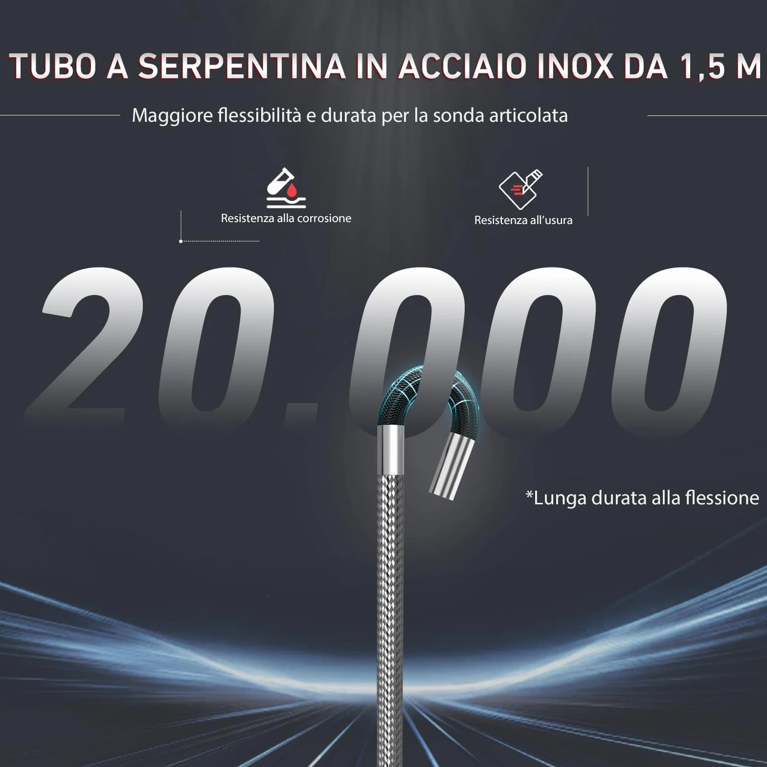 Ralcam Telecamera Endoscopica 3.9mm 5" HD IP67 Impermeabile Cavo 1.5m