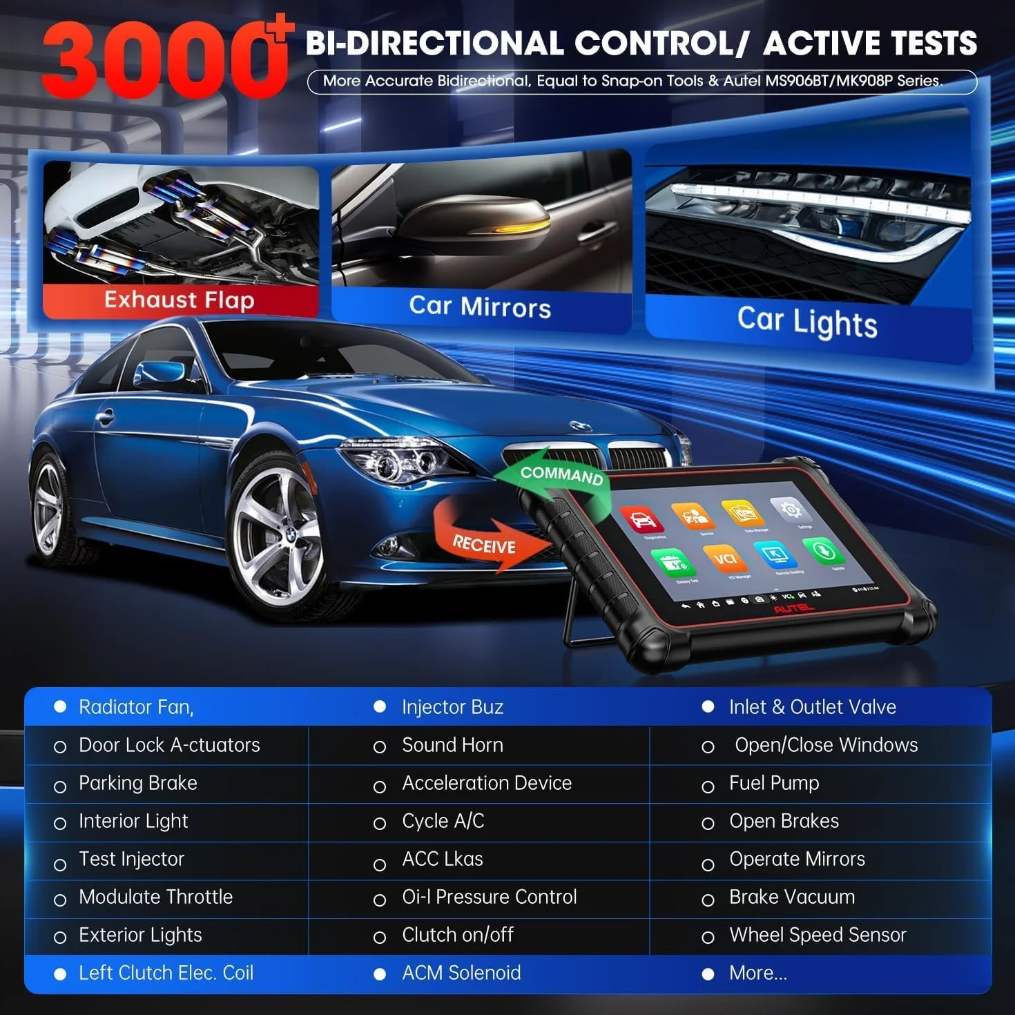 Autel MaxiCOM MK900BT OBD2 Diagnostica 2026 MK900-BT Bidirezionale Scanner CANFD DOIP OS11