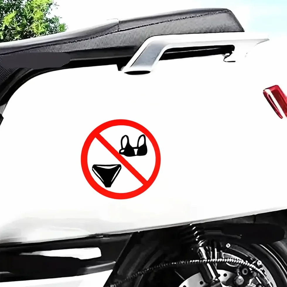 2 pezzi 13 x 13 cm, cartello di divieto bikini divertente impermeabile in vinile, accessorio decorativo per esterni, adatto per auto, moto, laptop, furgoni, finestre, porte, pareti | #DZ19