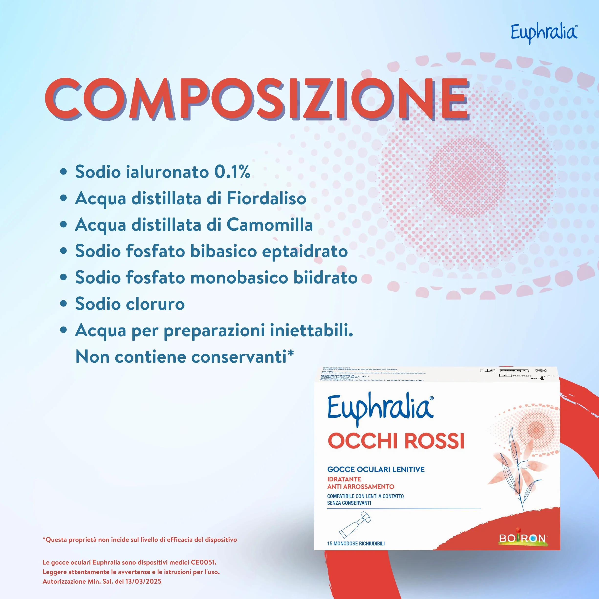 Euphralia Occhi Rossi Gocce Oculari Lenitive 15 Monodose Acido Ialuronico Camomilla