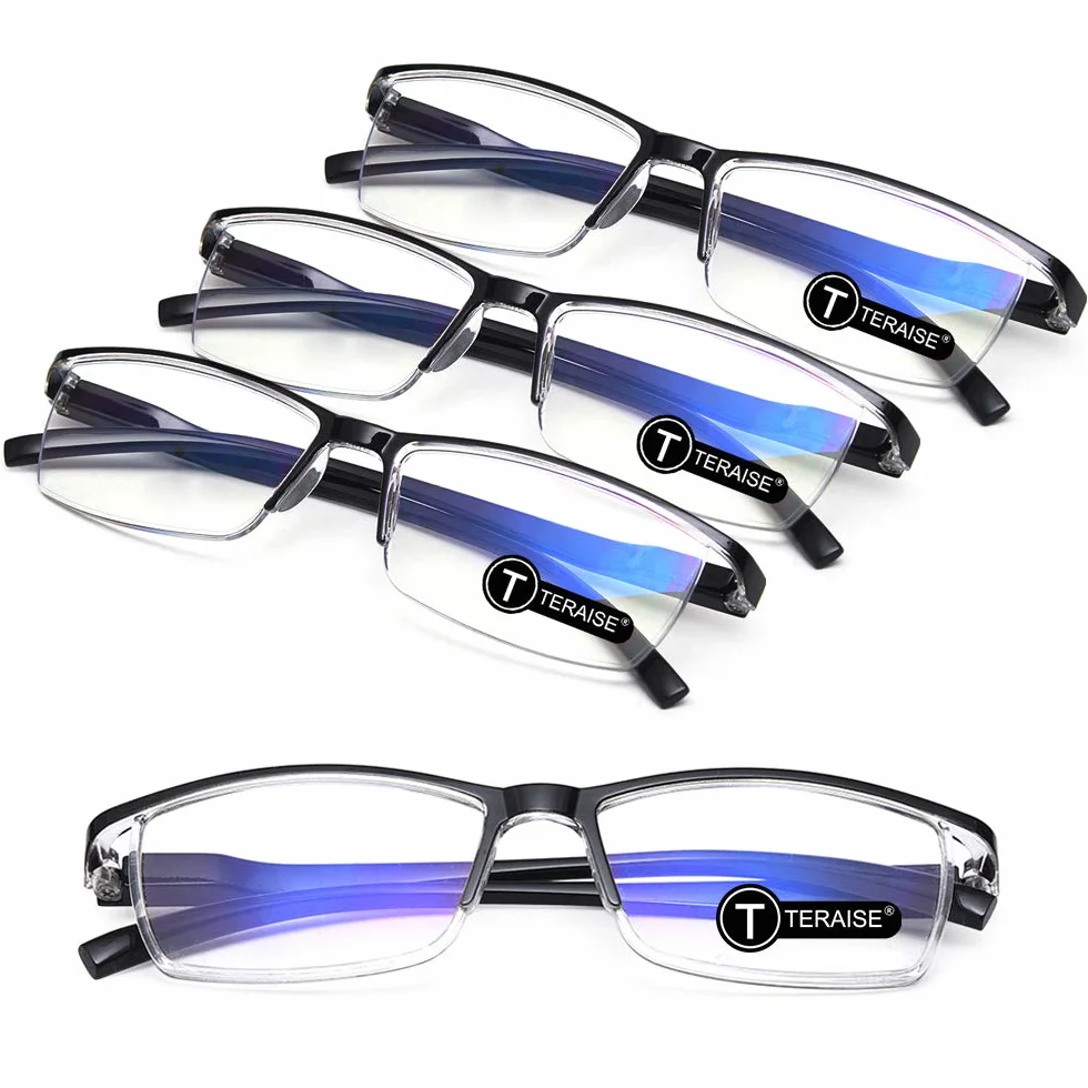 TERAISE 4PCS occhiali da lettura anti-luce blu per computer uomo donna con custodia