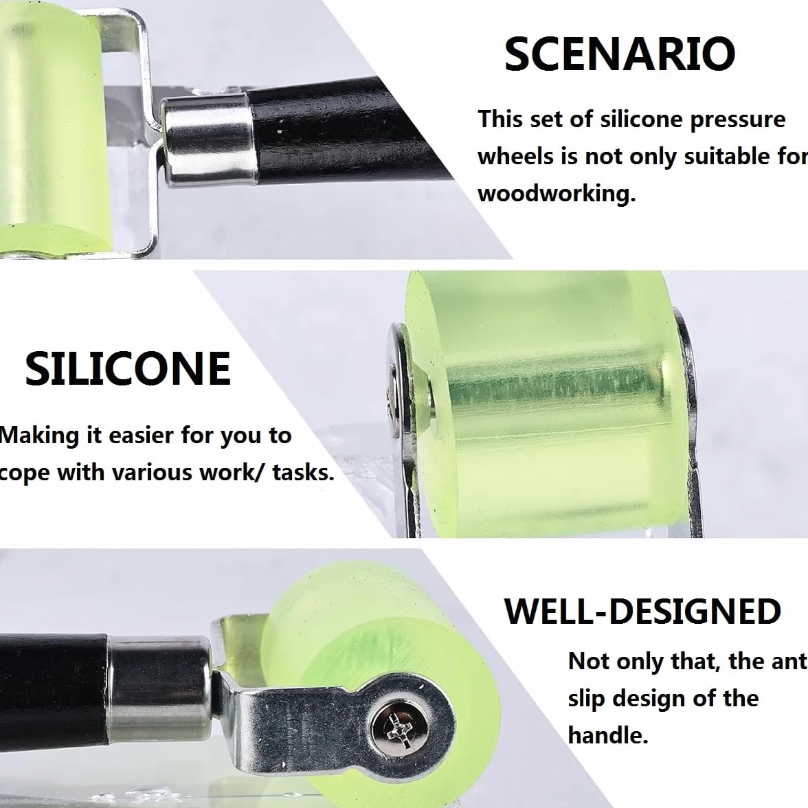 Rullo di Pressione Ruota,Rullo in Silicone Resistente,Auto Sound Deadener Applicazione 2PC Rullo per Cuciture Parati Strumento per La Bordatura E La Saldatura di Teloni in PVC