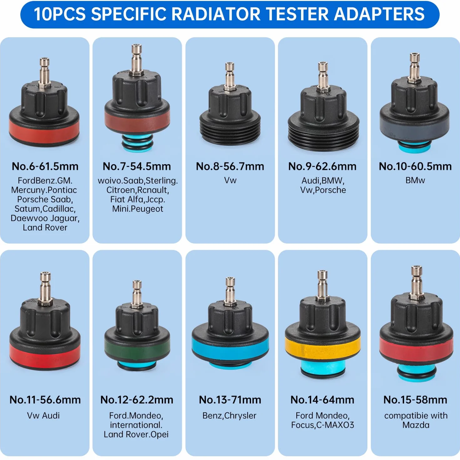 19 Pz Sistema di Raffreddamento Kit Tester di Pressione Del Radiatore, Serbatoio Dell'Acqua Universale Rivelatore di Perdite Auto Sistema di Raffreddamento Tester Kit con Pompa booster manuale
