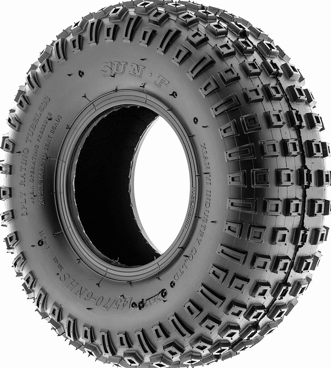 SunF A011 145/70-6 145/70x6 ATV UTV pneumatico fuoristrada 6PR TL E4 Mark, set di 2 pezzi