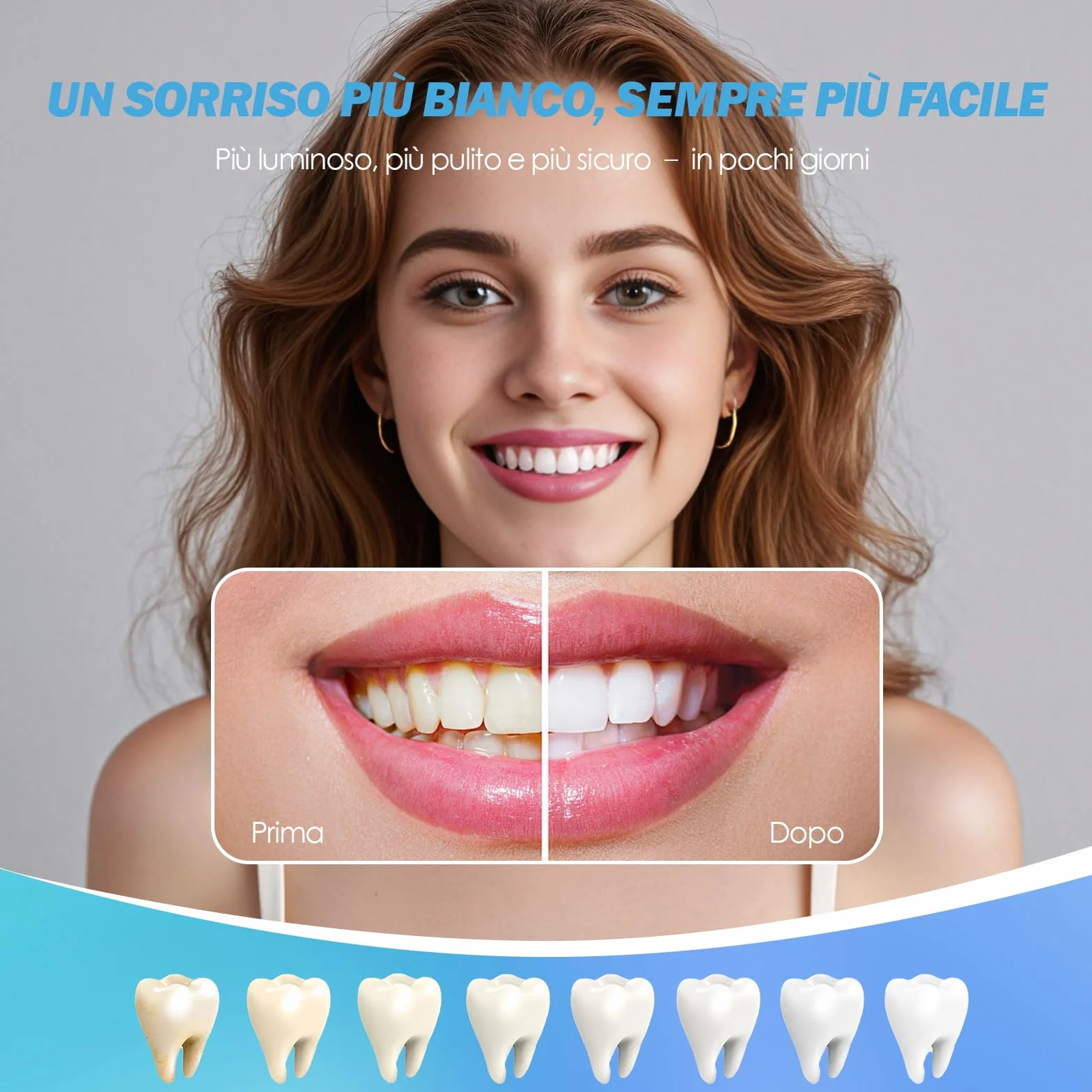 Strisce Sbiancanti Denti 21 Giorni 42 Strisce Formula al Cocco Sbiancante Protezione Smalto Antiscivolo