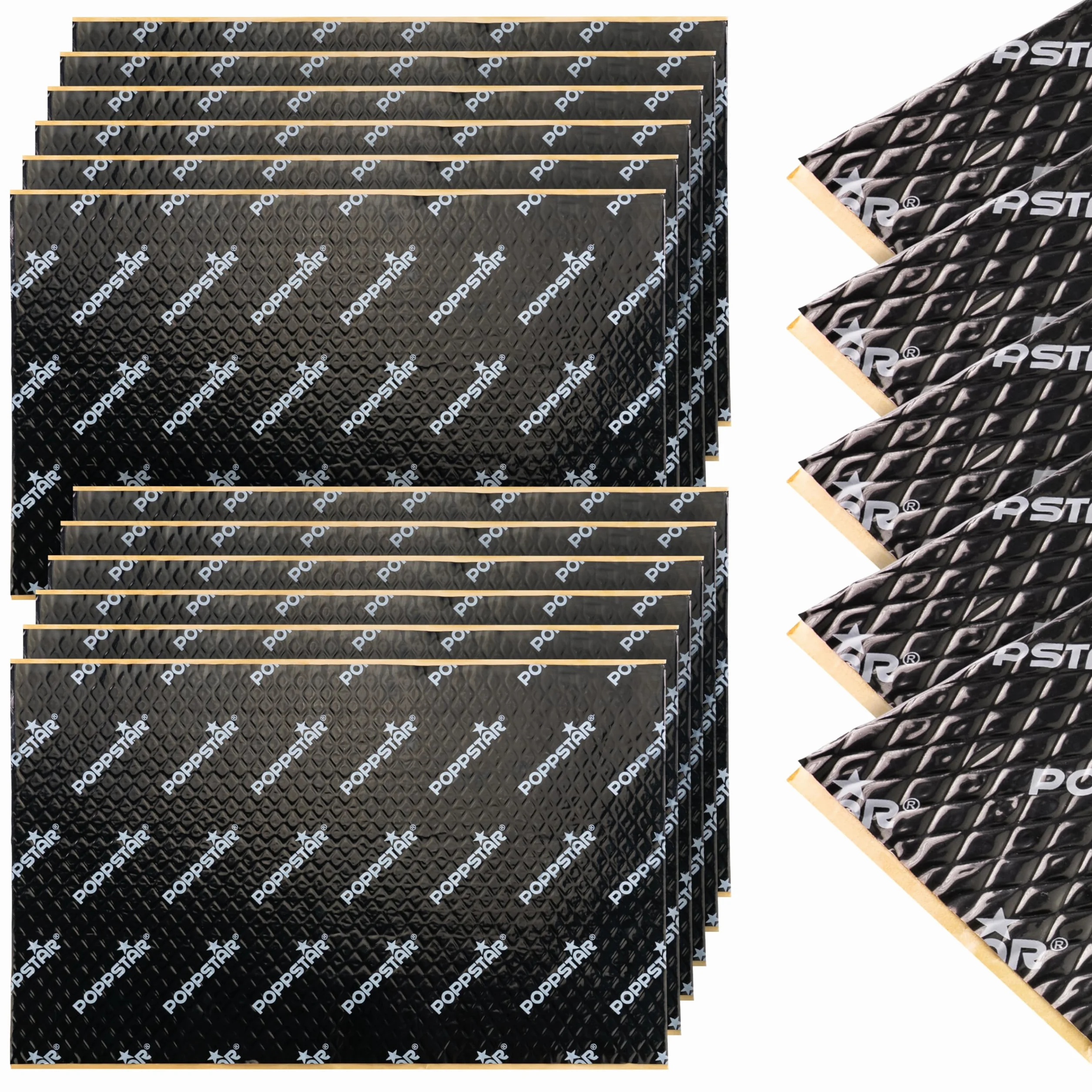 Poppstar Pannelli fonoassorbenti per auto in alluminio butilico 2 mm 17 pezzi 40 x 25 cm 1,7 m² nero