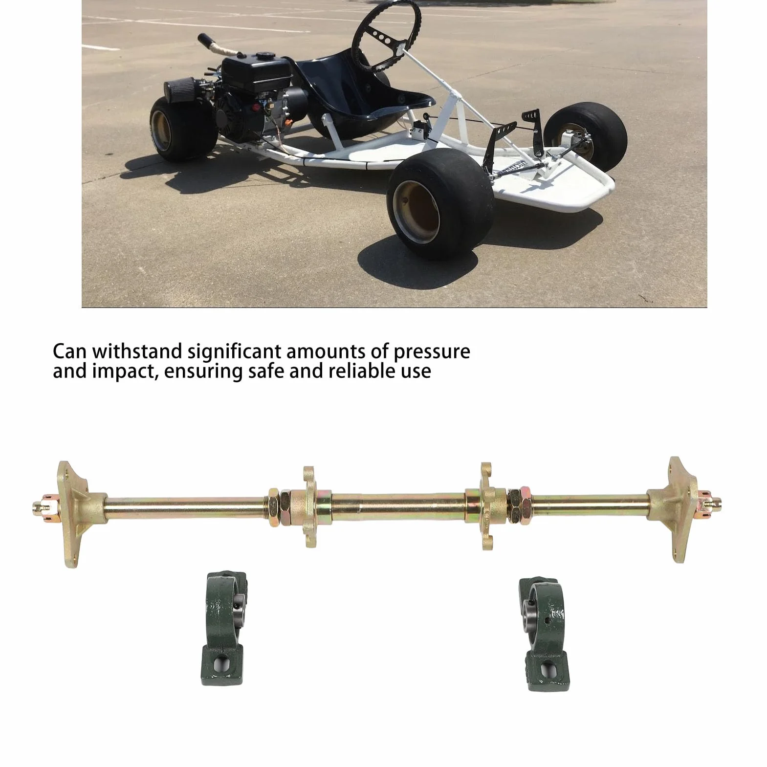 Fockety Kit Albero ASSE Posteriore da 24 Pollici, Kit di Montaggio ASSE Posteriore Go Kart ATV, Mozzi Antiurto in Metallo, Adatto per ATV 50-150CC Fai da Te, Quad, Drift Trike