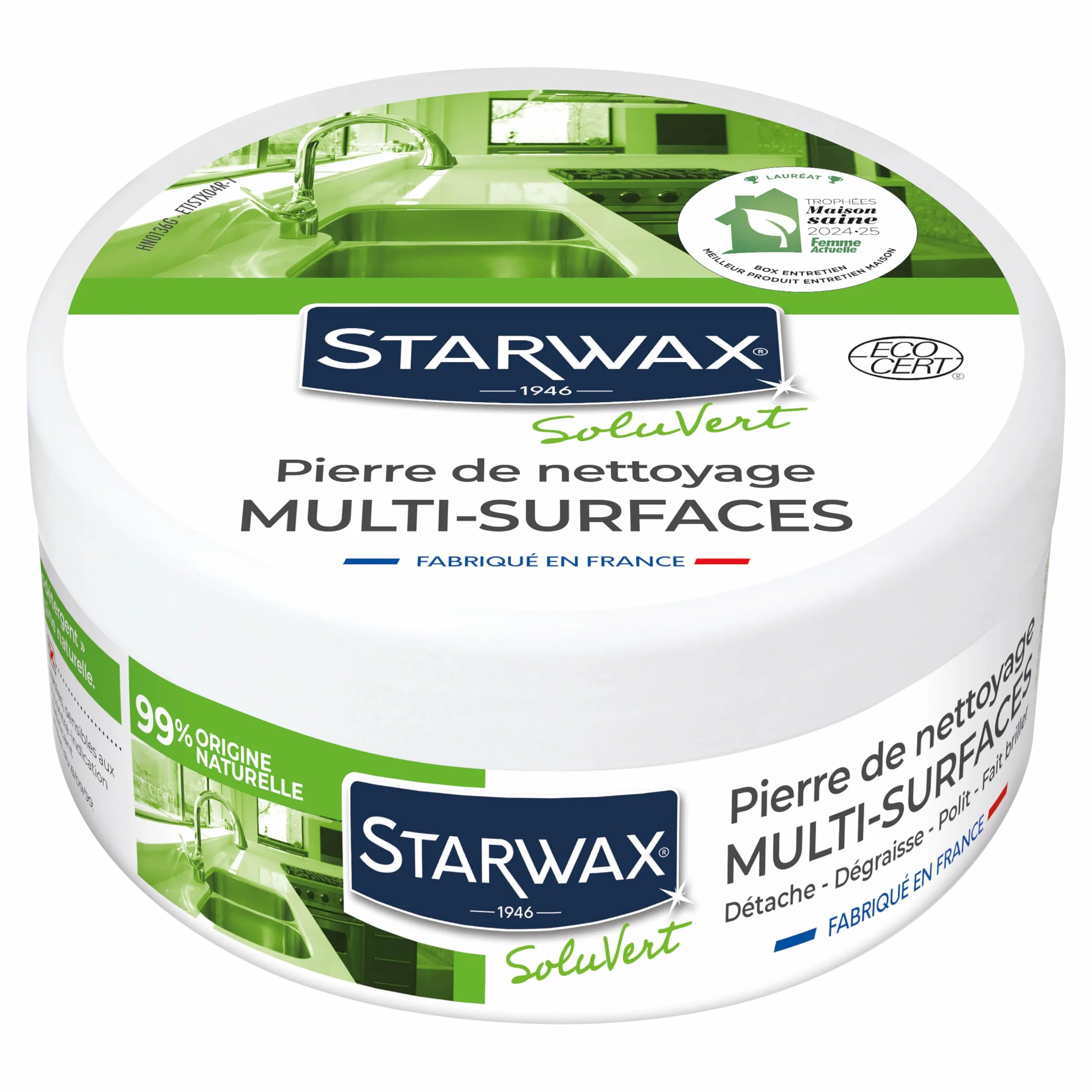 Starwax 30600 pietra di pulizia Bianco 100% di Origine Naturale
