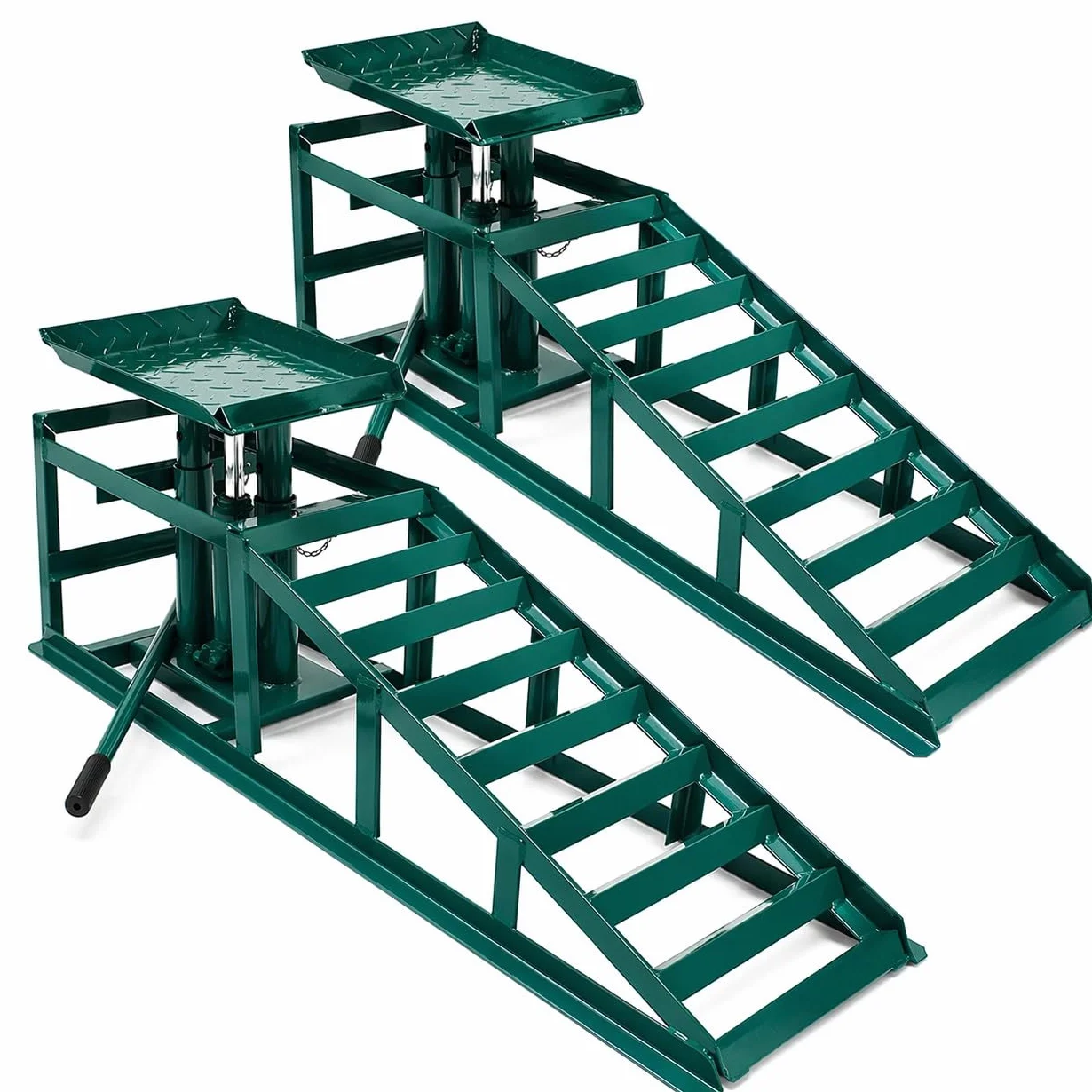 TANIASHOP Set 2 Rampe Carrabili con Martinetto Idraulico Auto Max 3000Kg Regolabili Sollevamento 305-370 mm Piattaforma Antiscivolo per Manutenzione Auto Furgoni Officina