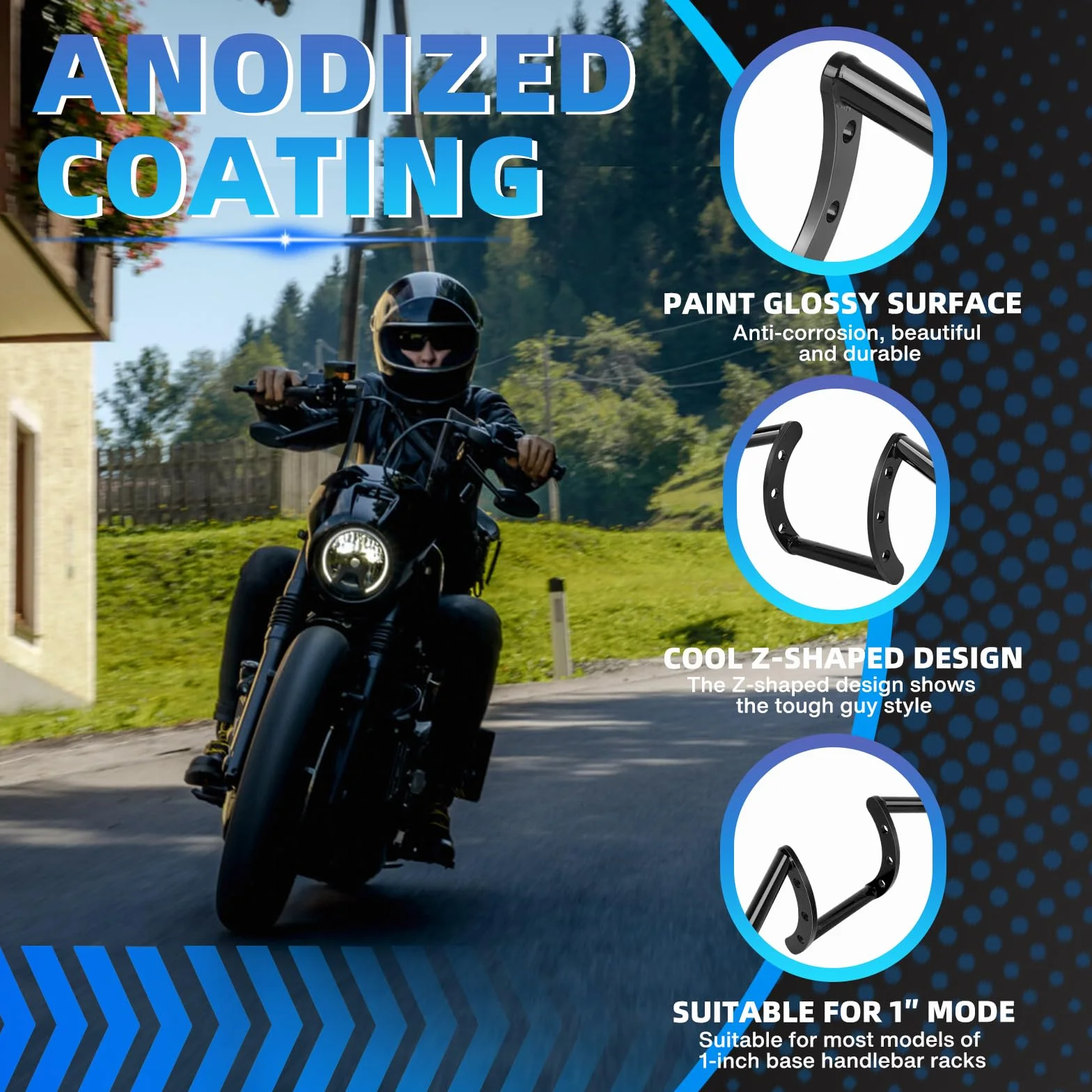 DREAMIZER Manubrio per Moto 25mm 1" Ape Hanger Compatibile Chopper Cruiser