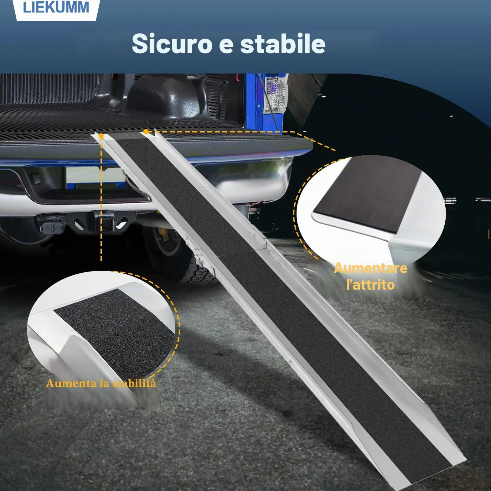 LIEKUMM Rampa di Carico Moto, 180cm Rampa pieghevole in acciaio con pellicola antiscivolo, 280KG capacità Rampa resistente per moto ATV Van Mower