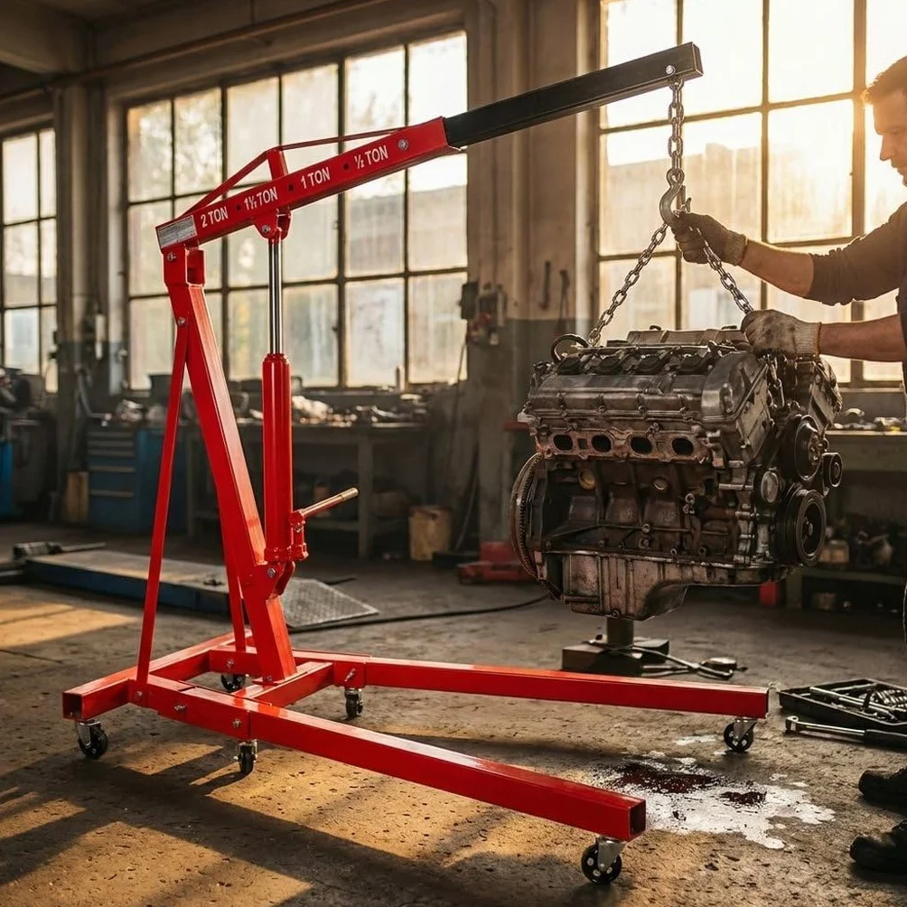 Alza motori pieghevole su ruote 2 tonnellate braccio regolabile 4 posizioni 158x106x156 cm