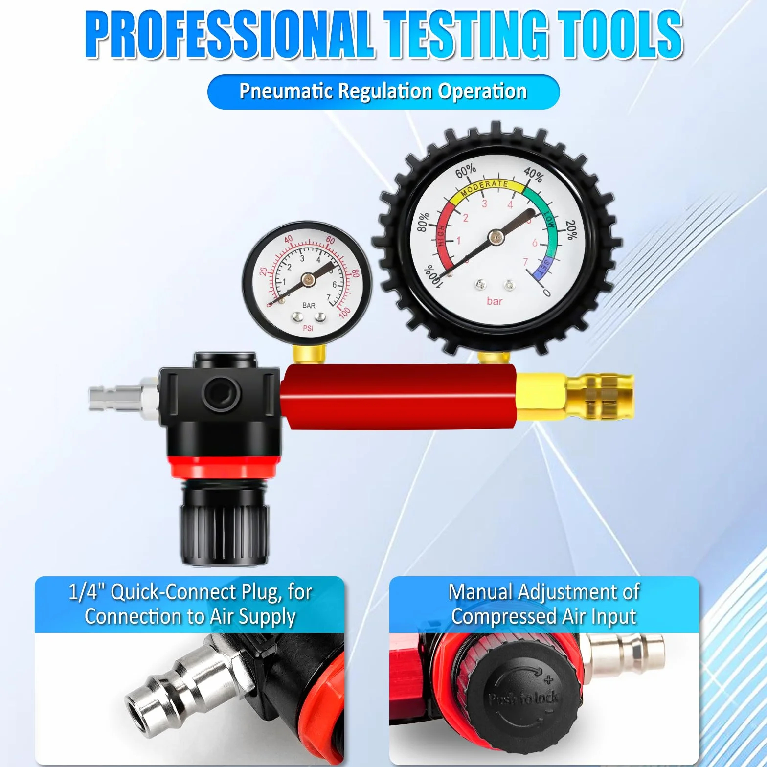 D-Lumina Tester di Compressione Professionale da 46 Pezzi, Tester di Perdita di Pressione per Motori Diesel e Benzina con Adattatore per La Maggior Parte dei Motori di Auto, Camion, Agricoli e Marini.