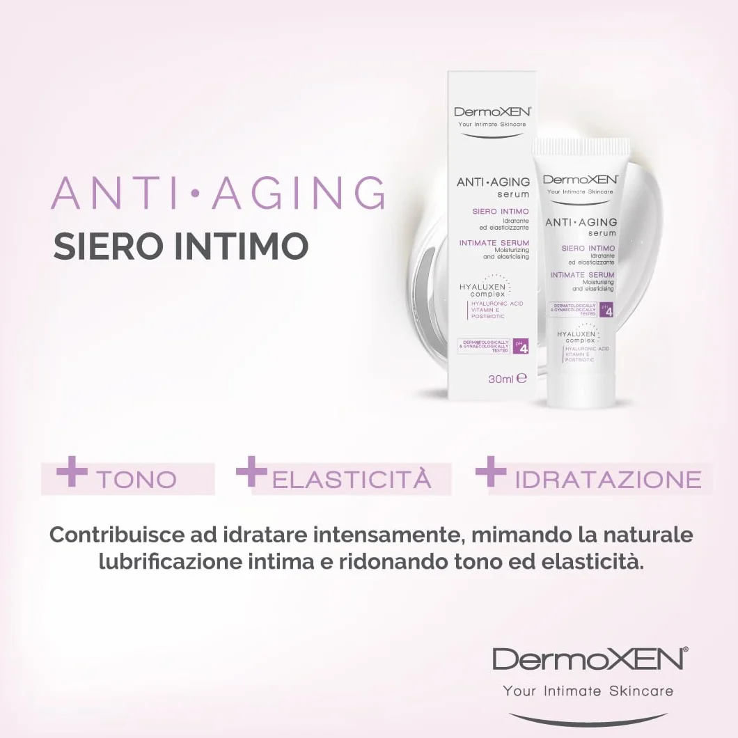 DERMOXEN Gel Intimo con Acido Ialuronico e Acido Lattico 30ml Idratante Lenitivo Antiage