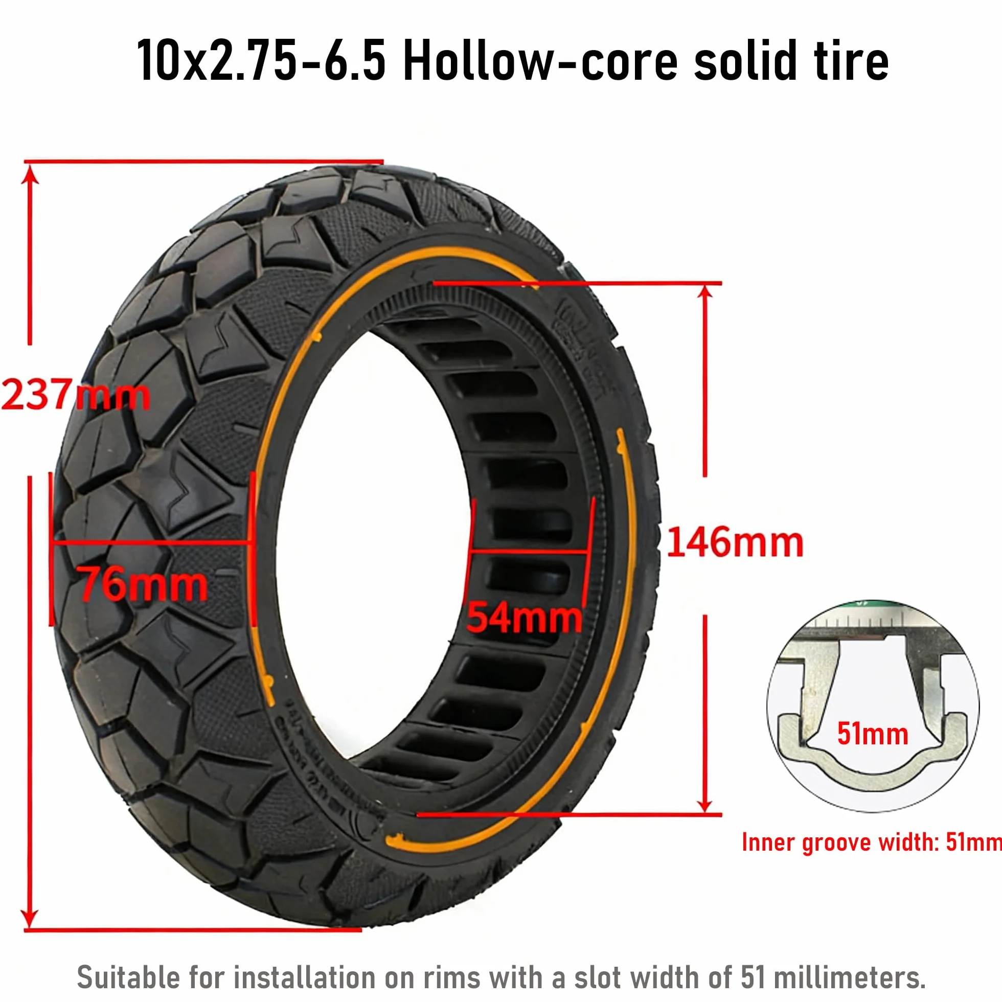 10x2,75-6,5 Gomme Piene Tubeless per Monopattino Elettrico Ruota, 10 Pollici Pneumatico Pieno, Pneumatici in Gomma Piena, Ruote di Ricambio per Hitway H5/HB24/Hiboy Max3/Speedway 5 (2 Pezzi)