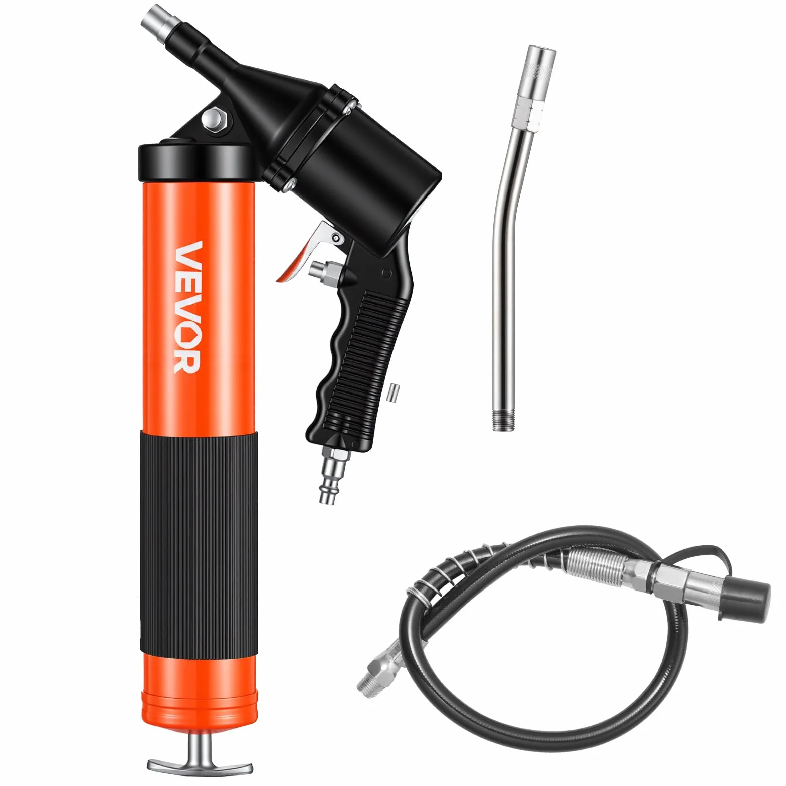 VEVOR Pistola per Grasso Pneumatica 6000 PSI Alta Pressione, Kit con Impugnatura 0,4 L, 2 Ugelli Piatti