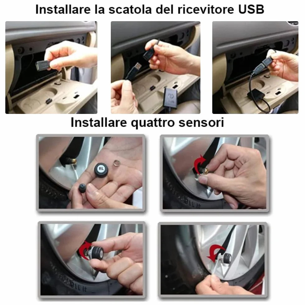 ATOTO AC-UTP1 USB TPMS Sensori di monitoraggio della pressione dei pneumatici Sistema (sensore esterno) - specificato per ATOTO A5 / A6 / S8 / P9 / X10