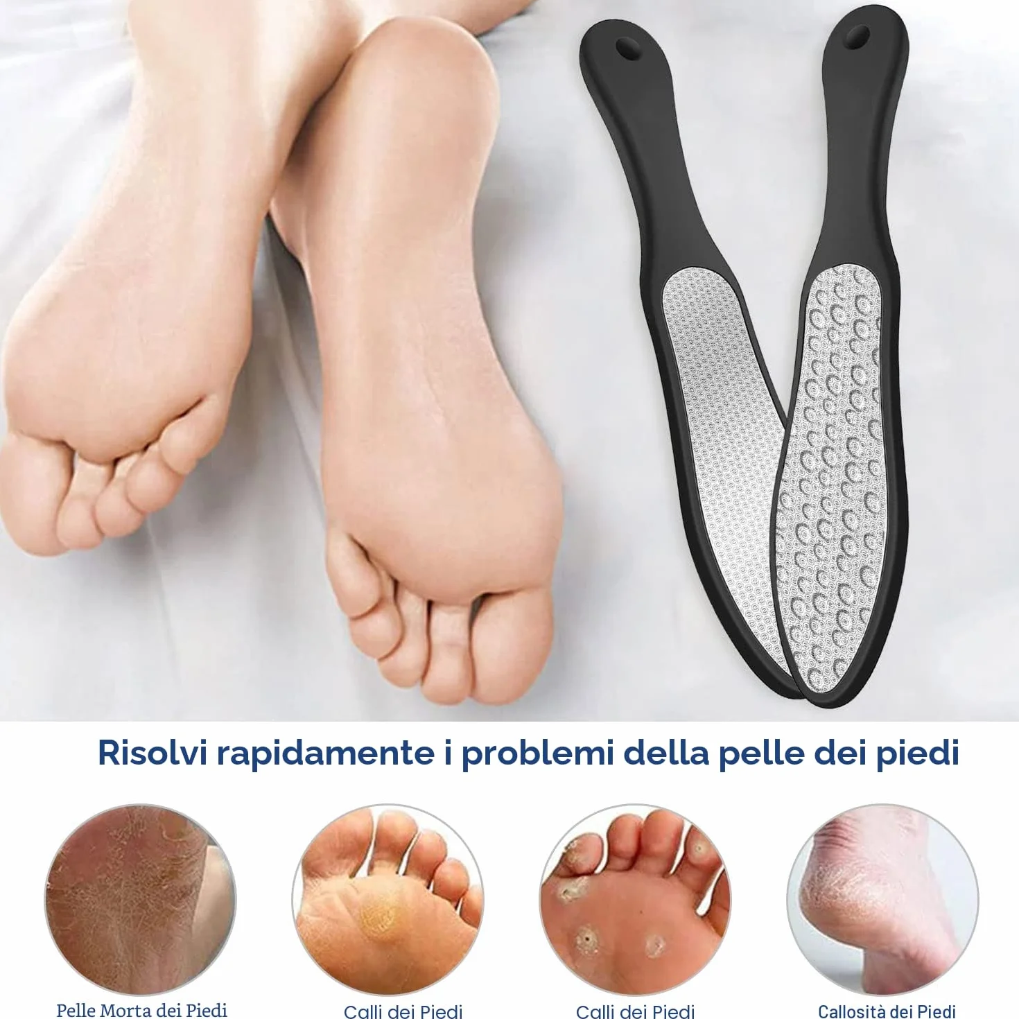 Raspa Piedi Professionale Lima Acciaio per Pedicure Calli Talloni
