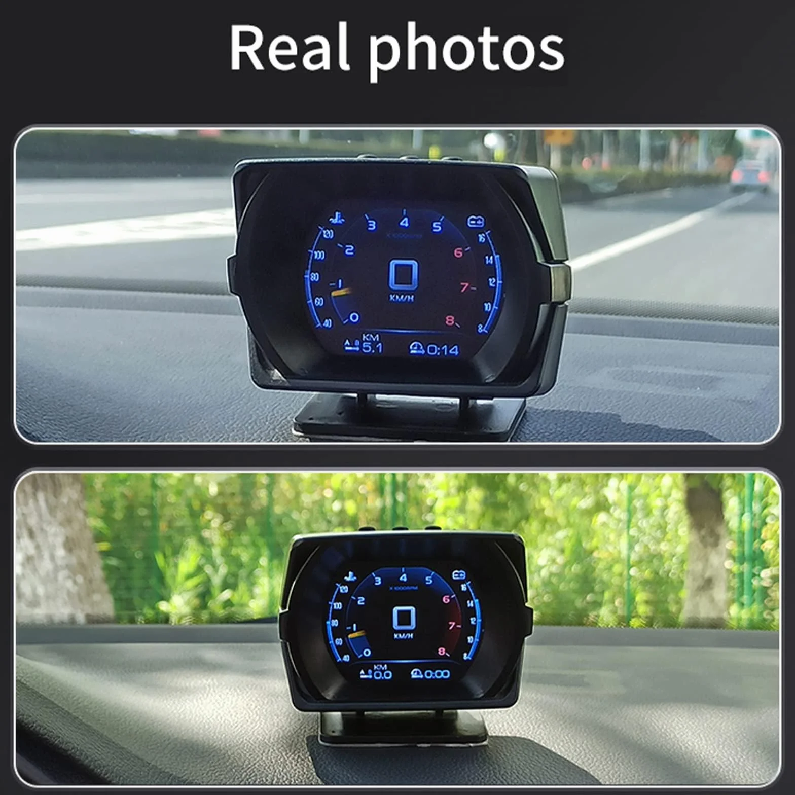Heads up Display Car, Visualizzazione di una varietà di dati dell'automobile, Gradiente delle condizioni dell'automobile, Tachimetro, Applicabile a tutte le auto