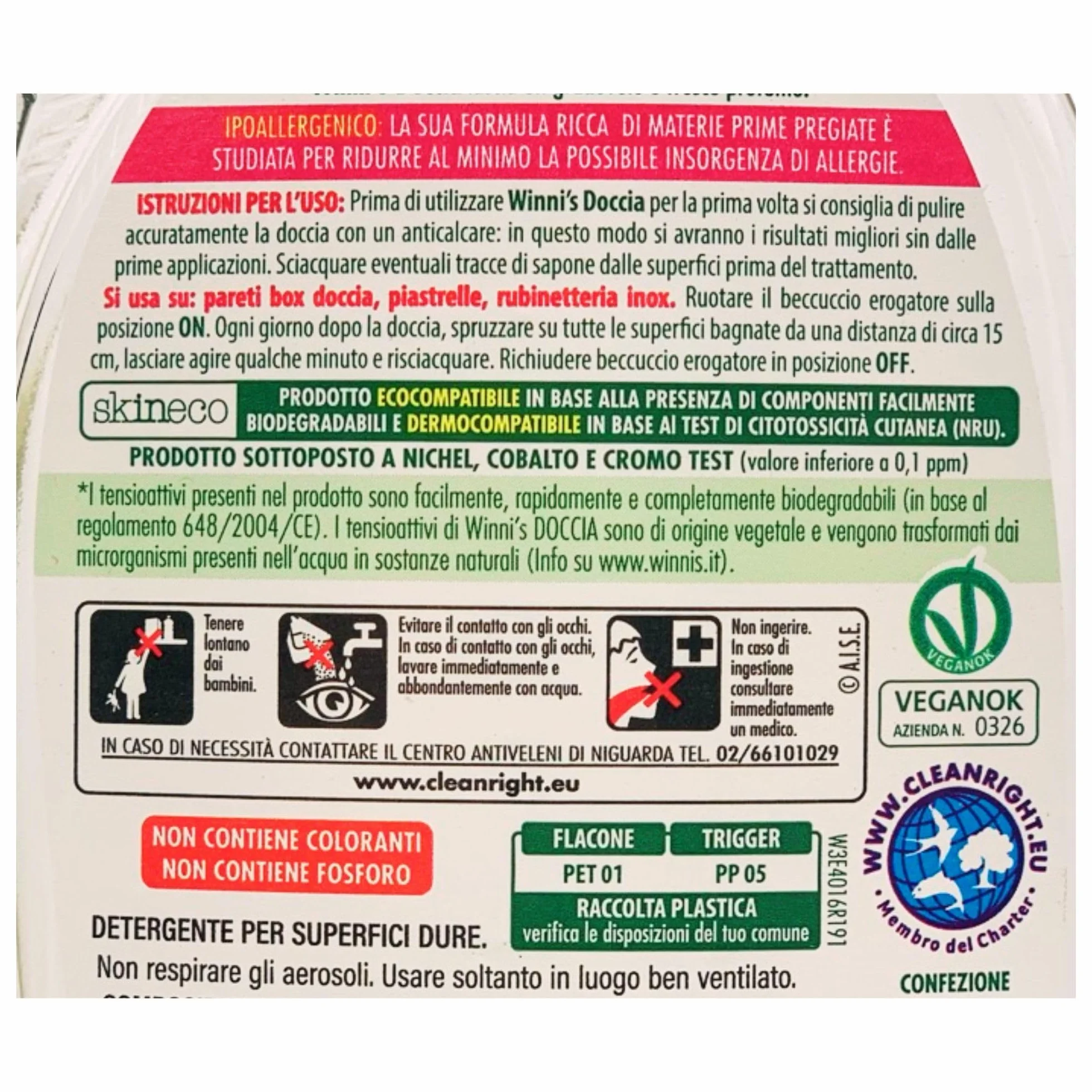 Detergente Spray Doccia Trattamento Autopulente 500ml Ipoallergenico