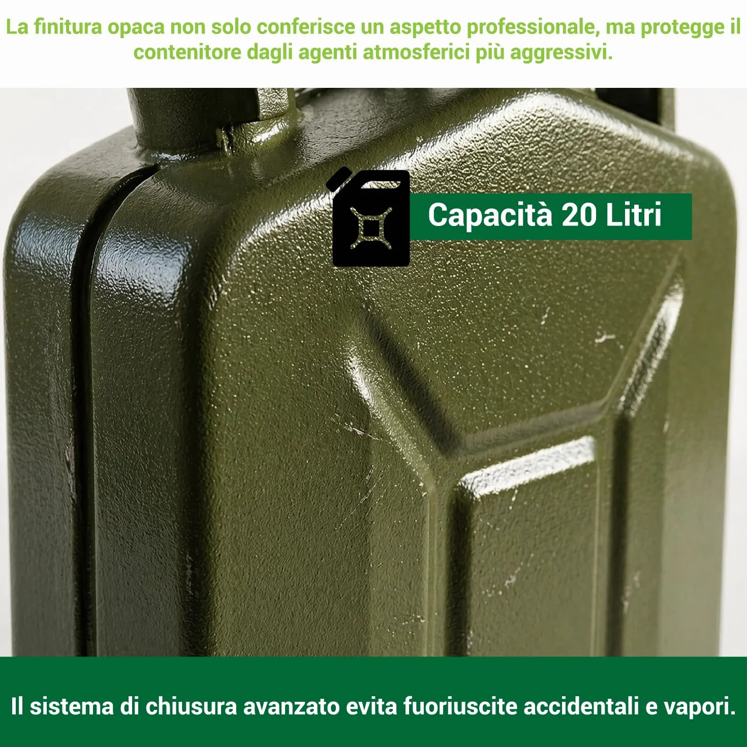 Crisalide Tanica Carburante Acciaio 20L Omologata Benzina Gasolio Antiruggine Chiusura Ermetica