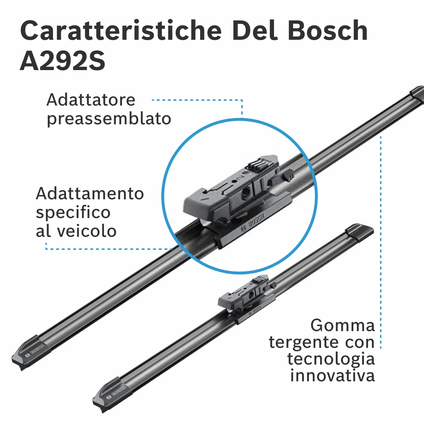 Bosch Automotive Tergicristalli Aerotwin A292S, Lunghezza 600Mm/380Mm, 1 Set Per Parabrezza Anteriore