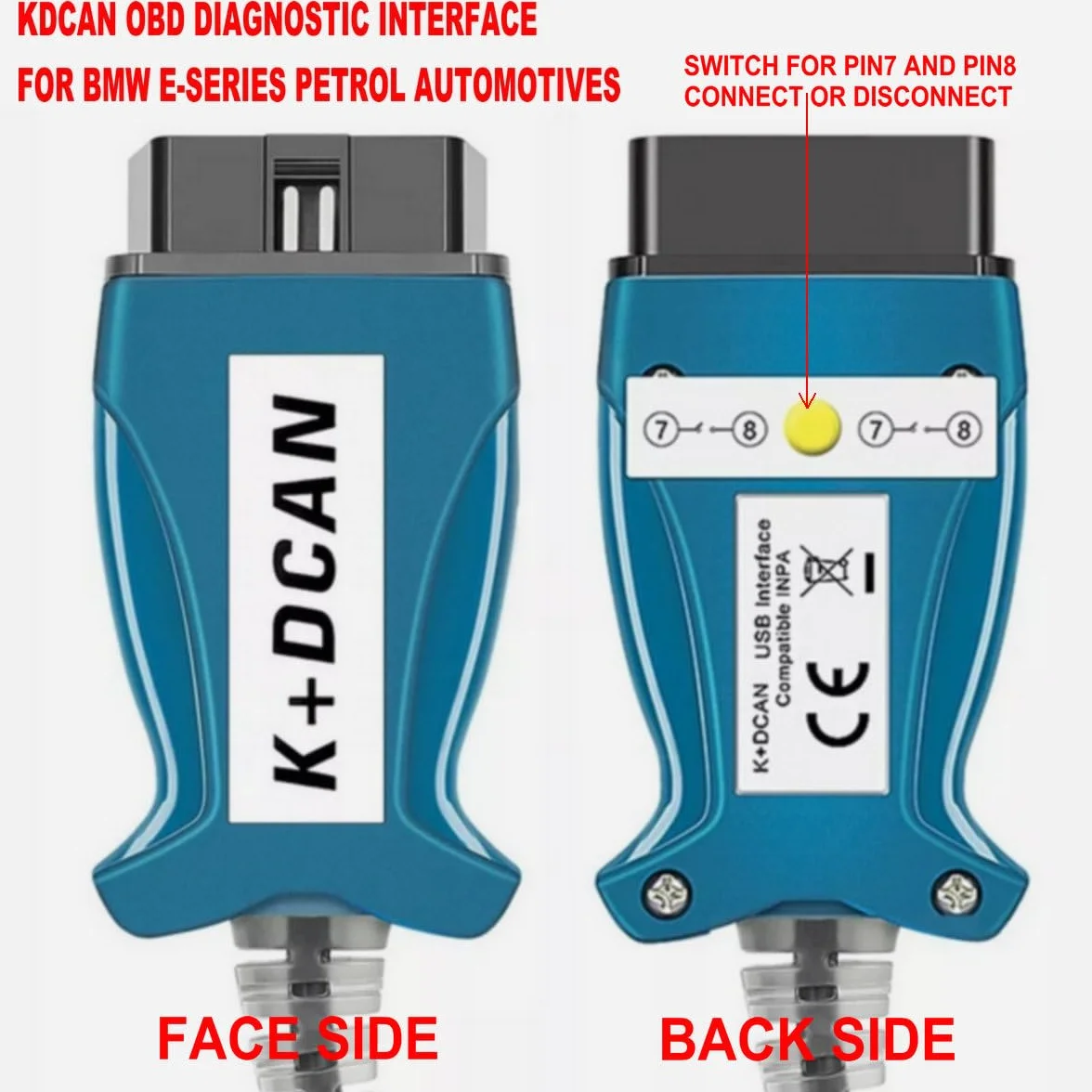 Cavo Diagnostico OBD2 Kdcan E-Series Benzina Interface E60 E61 E70 E81 E83 E87 E90 E92 E93 R56