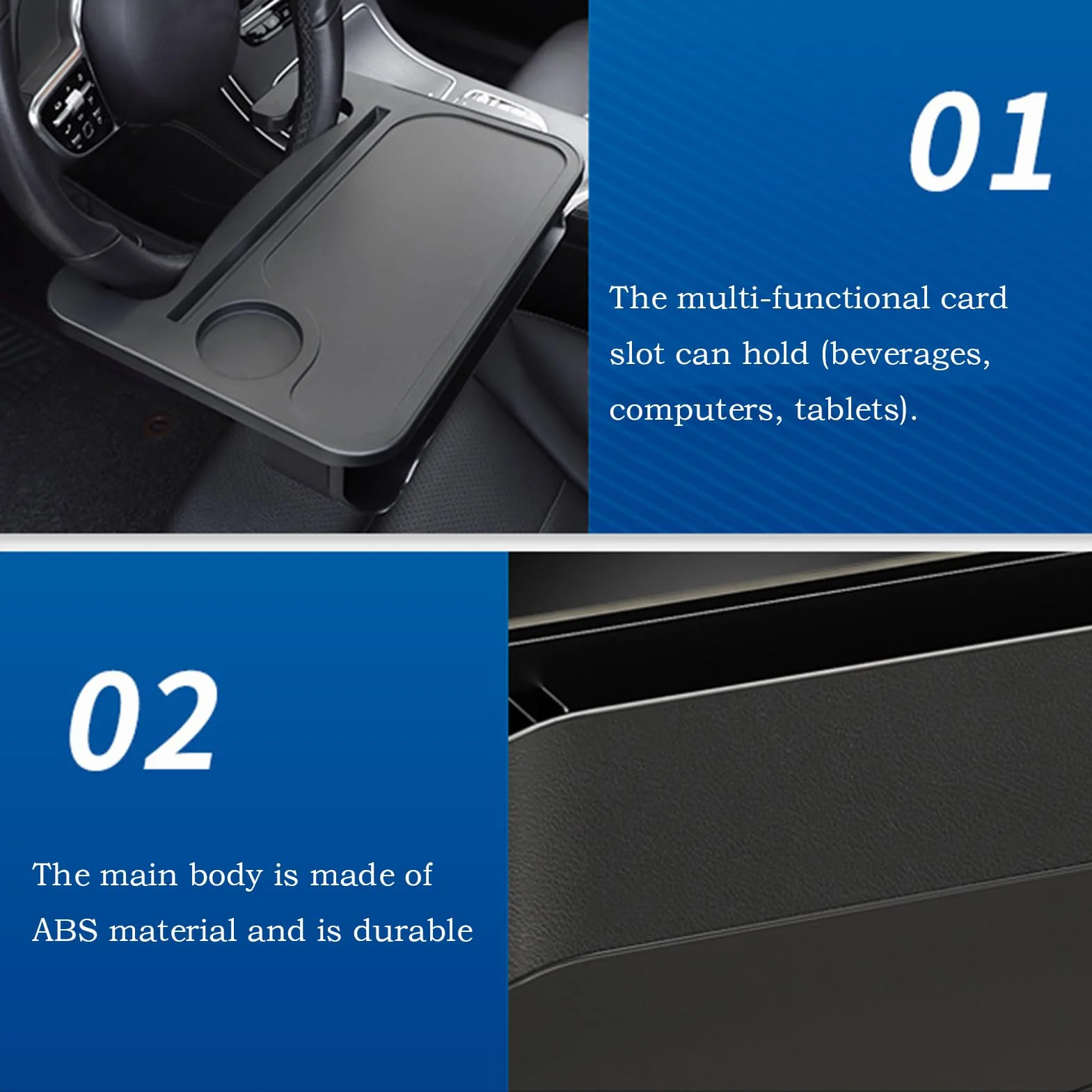 Tavolino Auto per Volante - Vassoio Portatile per Computer e Cibo da Volante | Supporto Portatile per PC, Scrittura, Bevande e Libri in Auto