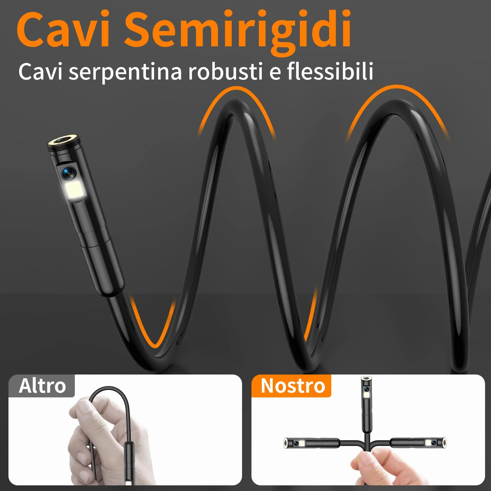 Telecamera di ispezione endoscopica a doppia lente Ennovor 5 pollici IPS IP67 HD 1920P con 8+1 LED