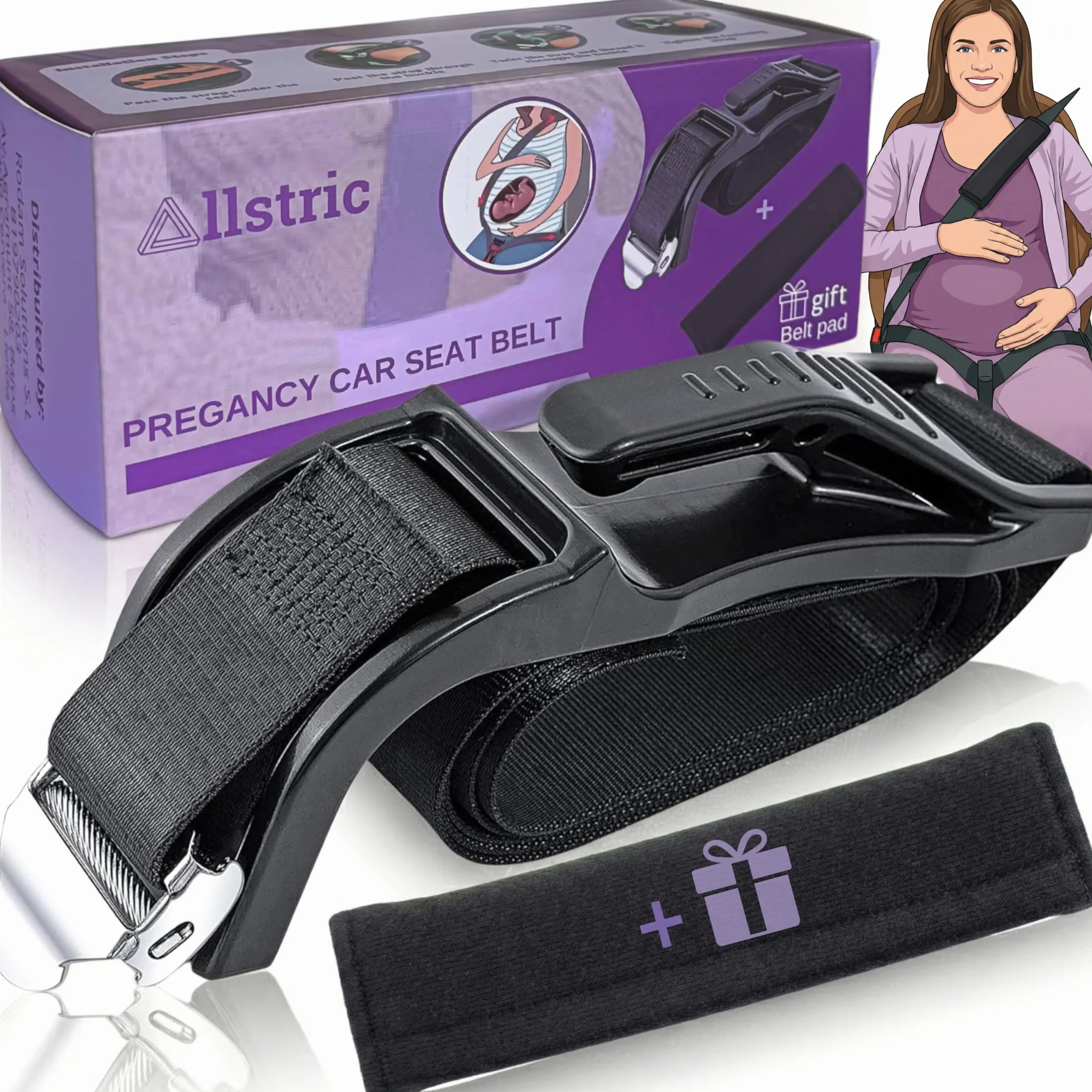 Cintura Gravidanza Auto + Cuscino Protettivo | Cintura Sicurezza Gravidanza per Proteggere da Impatti o Pressioni | Accessori Mamma Incinta per Viaggiare Sicura in Gravidanza