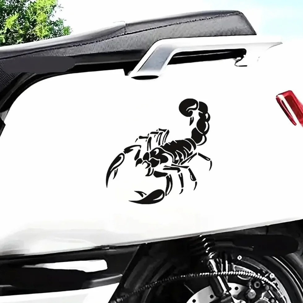 Set di 2 adesivi in vinile scorpione, 14 x 14 cm, per moto, auto, casco, logo tribale alla moda, impermeabile, #AZ13 (nero)