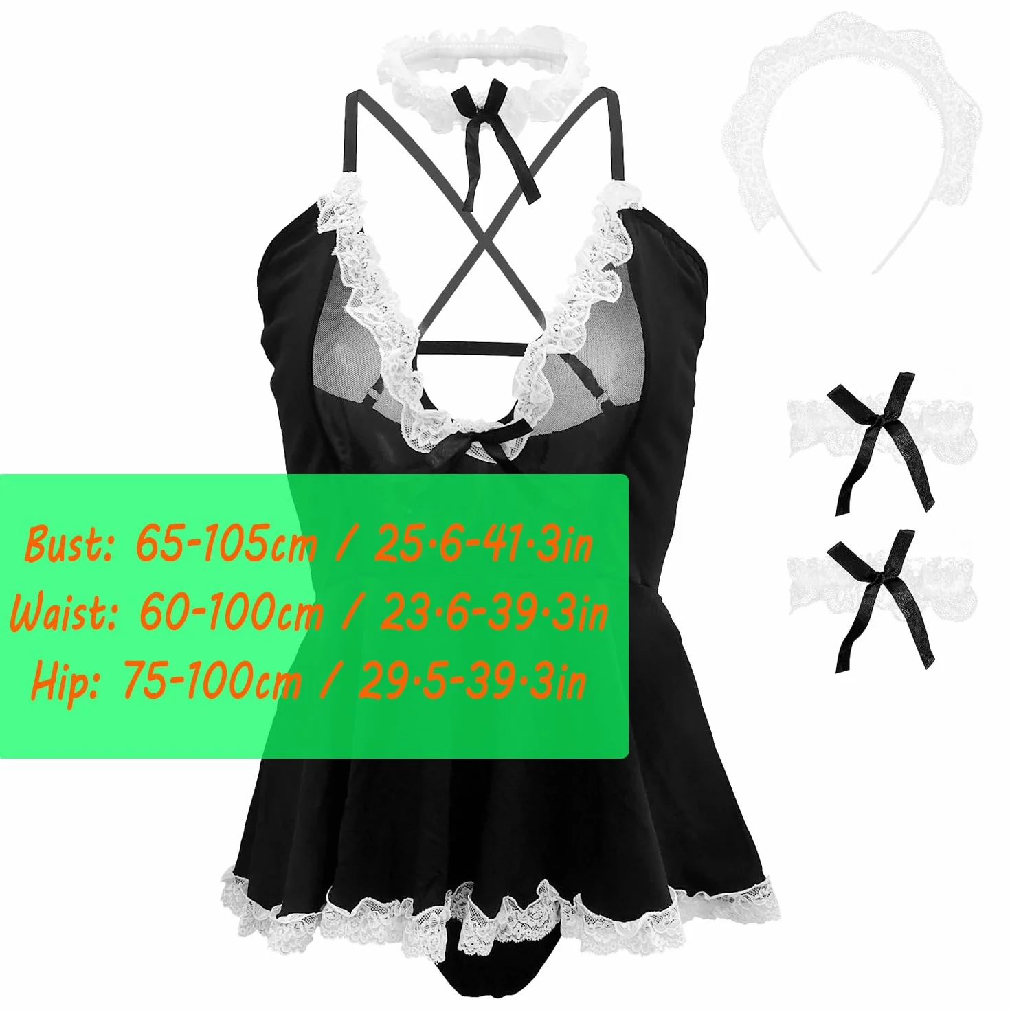 Sexy French Maid Lingerie Dress Pizzo Deep V Roleplay Babydolls Cosplay Outfits