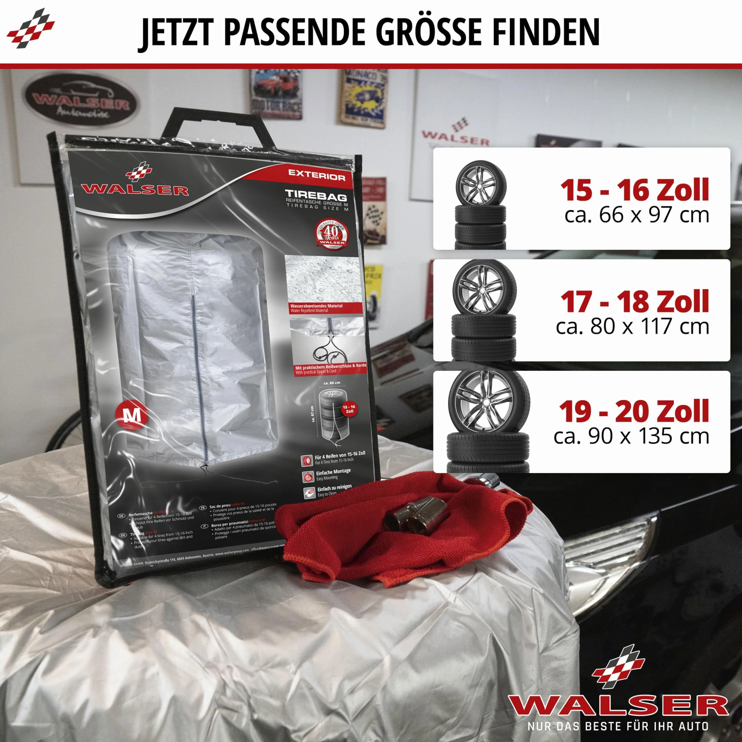 Walser Borsa per Pneumatici Auto Argento 17-18 Pollici
