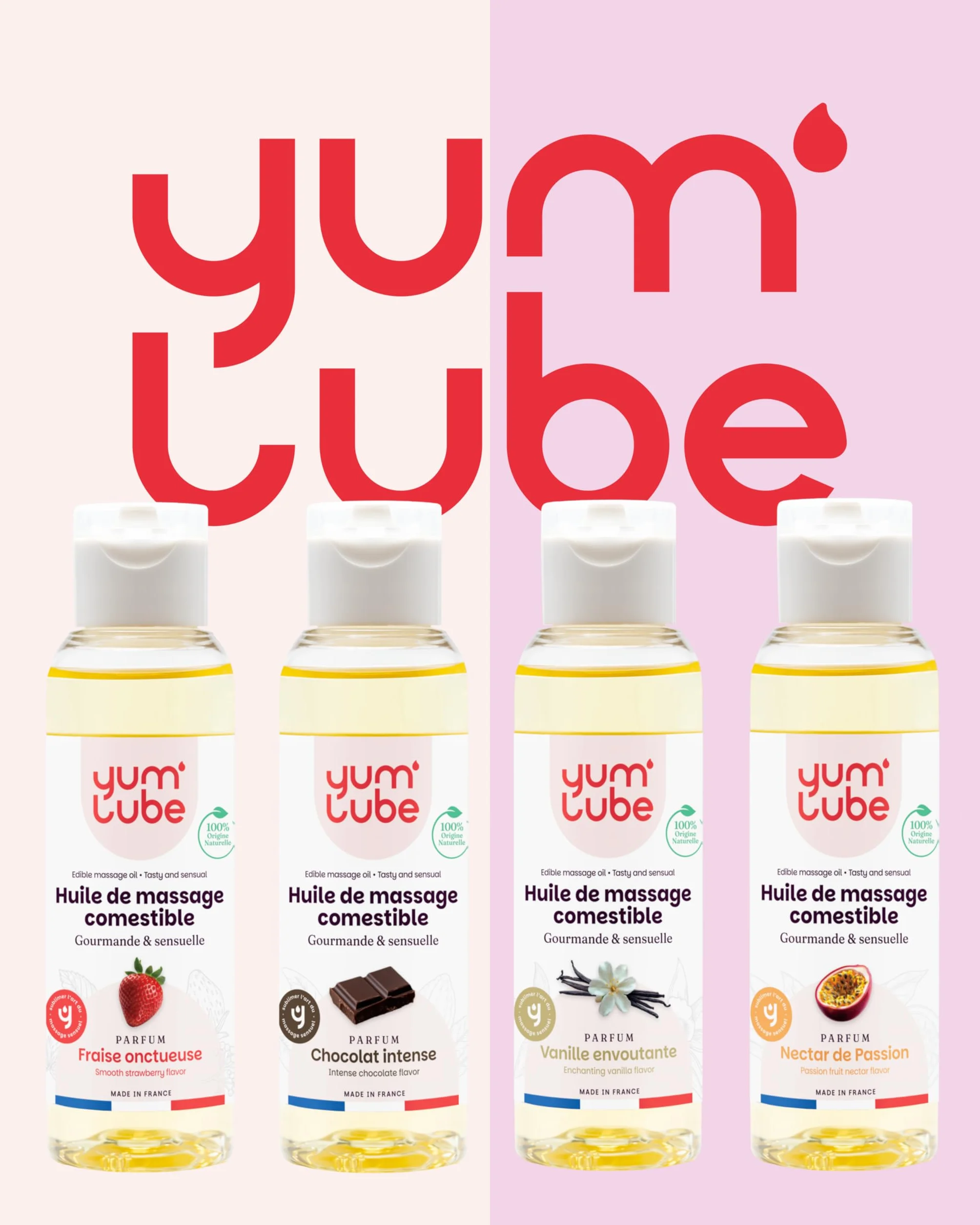 Yum'Lube Olio Massaggio Sensuale Lubrificante al Frutto della Passione 100% Naturale Bio Comestibile Made In France