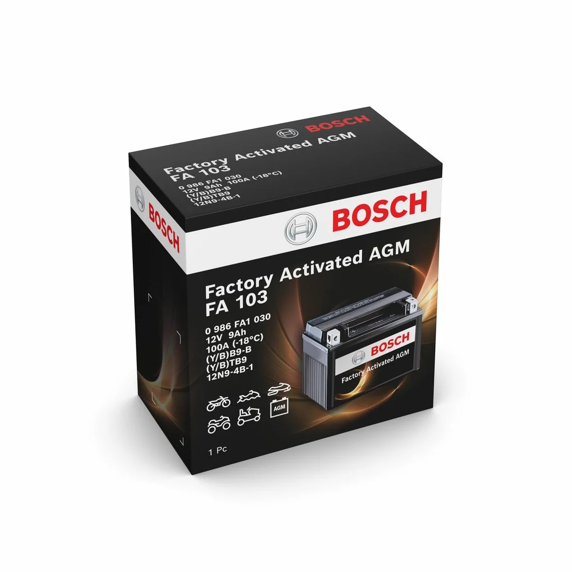 Bosch Batteria AGM per Motocicli 12V 100A 9Ah Compatibile M4F25 BB9-B BTB9 12N9-4B-1