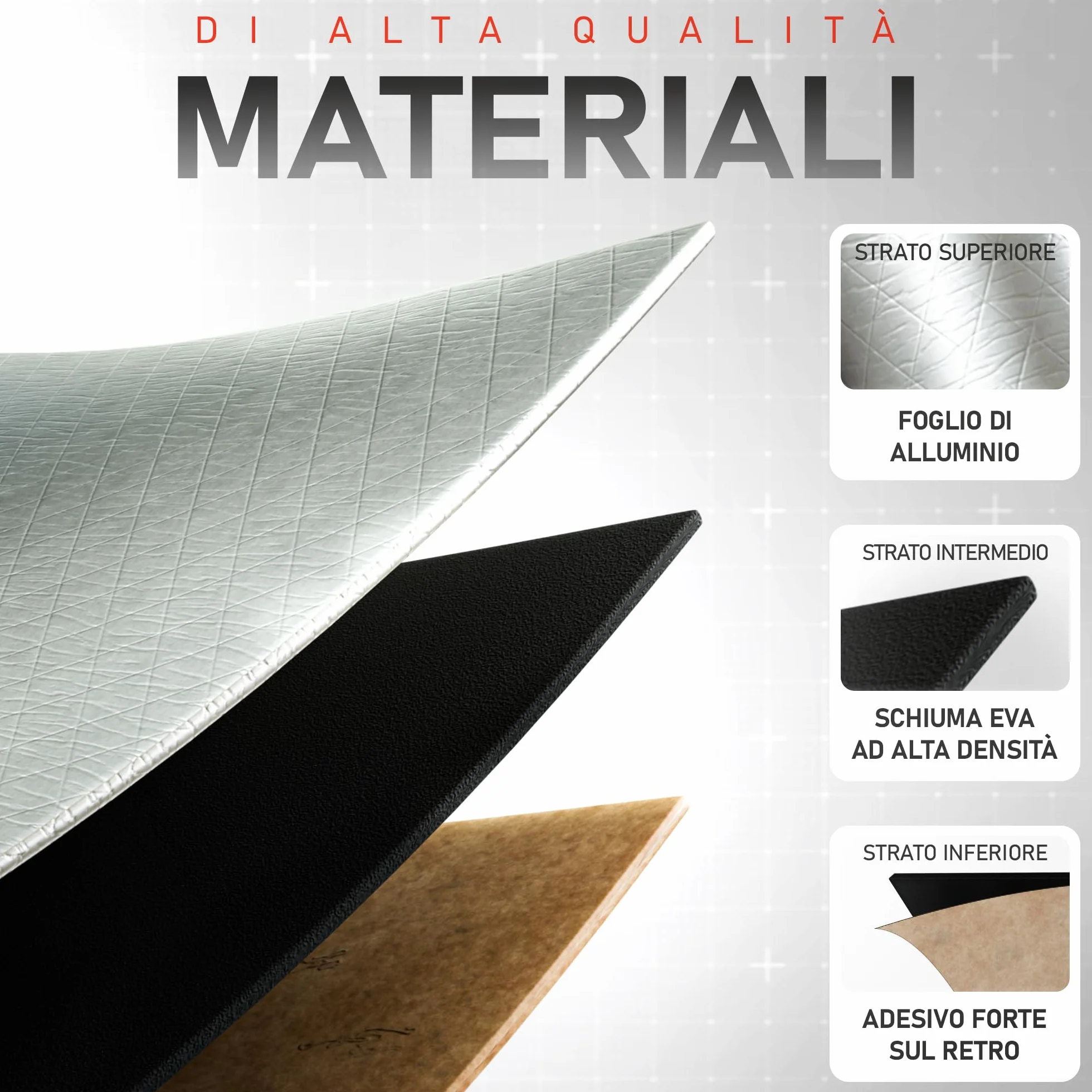 Pack 2 Isolante Termico Adesivo 250 x 50 cm – Spessore 10 mm | Insonorizzazione Auto | Perfetto per Auto, Furgoni e Camper | Temperatura Massima 110 °C / Minima -50 °C