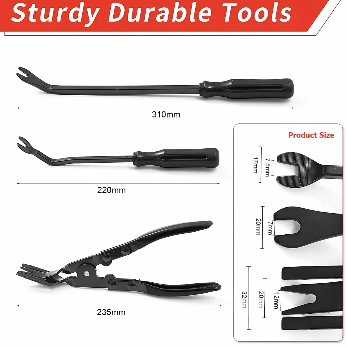 Set di Attrezzi per Rimozione Rivetti Auto JNNJ 3 Pezzi, Pinza Rimozione Clip, Leve Smontaggio Pannello Porta (Nero)