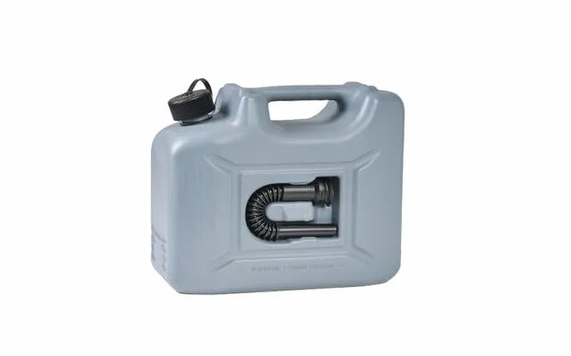 hünersdorff Tanica per carburante, professionale, 10 l, per benzina, diesel e altre merci pericolose, approvazione ONU, made in Germany, produzione certificata TÜV, grigio