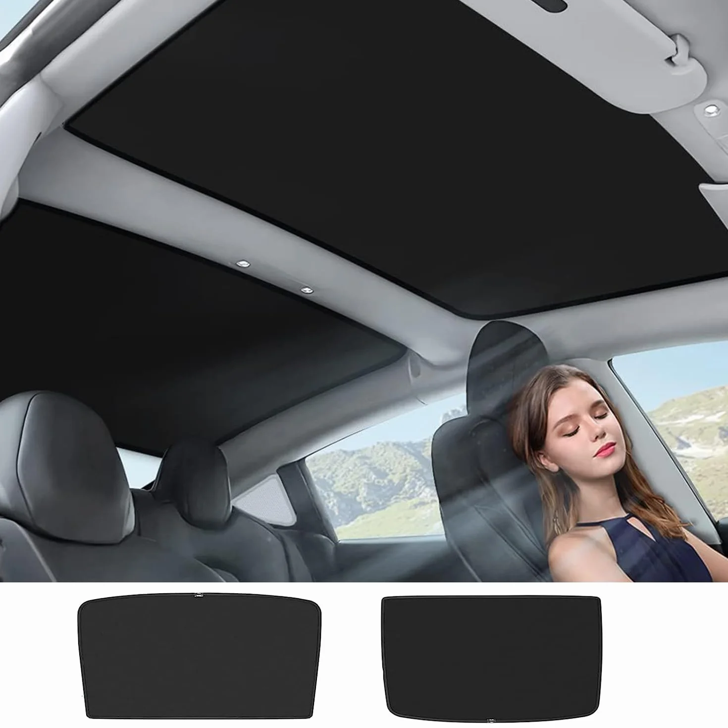 Tendine Parasole per Tettuccio Apribile per Tesla Model 3 2018-2024 2025 Highland Tetto in Vetro Parasole Protezione dai Raggi UV, Nero (Prodotto dalla Cina)