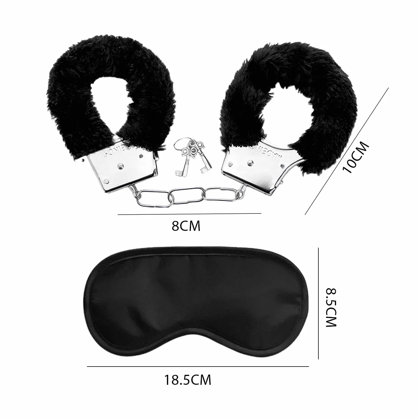 Peluche nero manette polizia con chiavi accessori bondage metallo feste giochi ruolo
