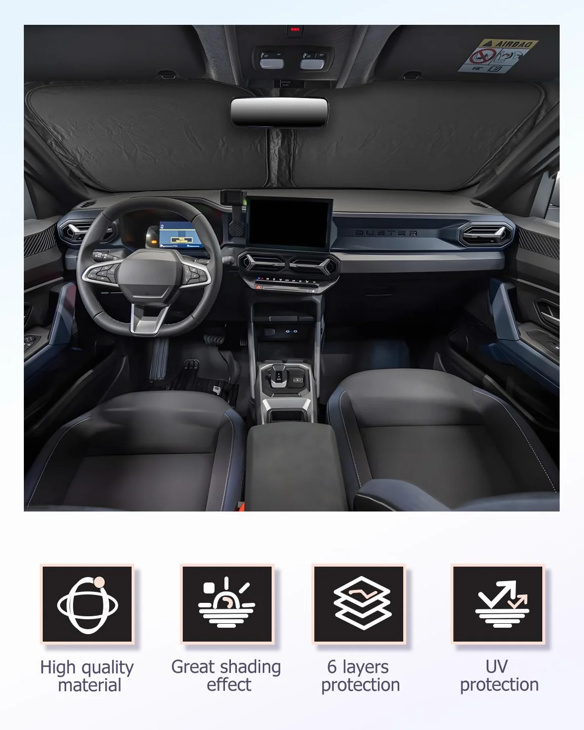 Parasole Auto per Dacia Duster 3 2024 2025 2026 Protezione Parabrezza Anteriore Riflettente UV Copri-Volante