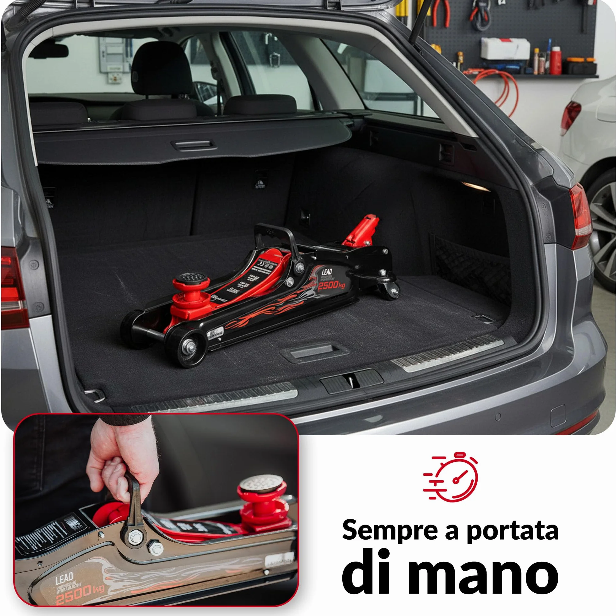 LEHMANN Cric a piombo idraulico 2500 kg carrello gomma cambio gomme officina