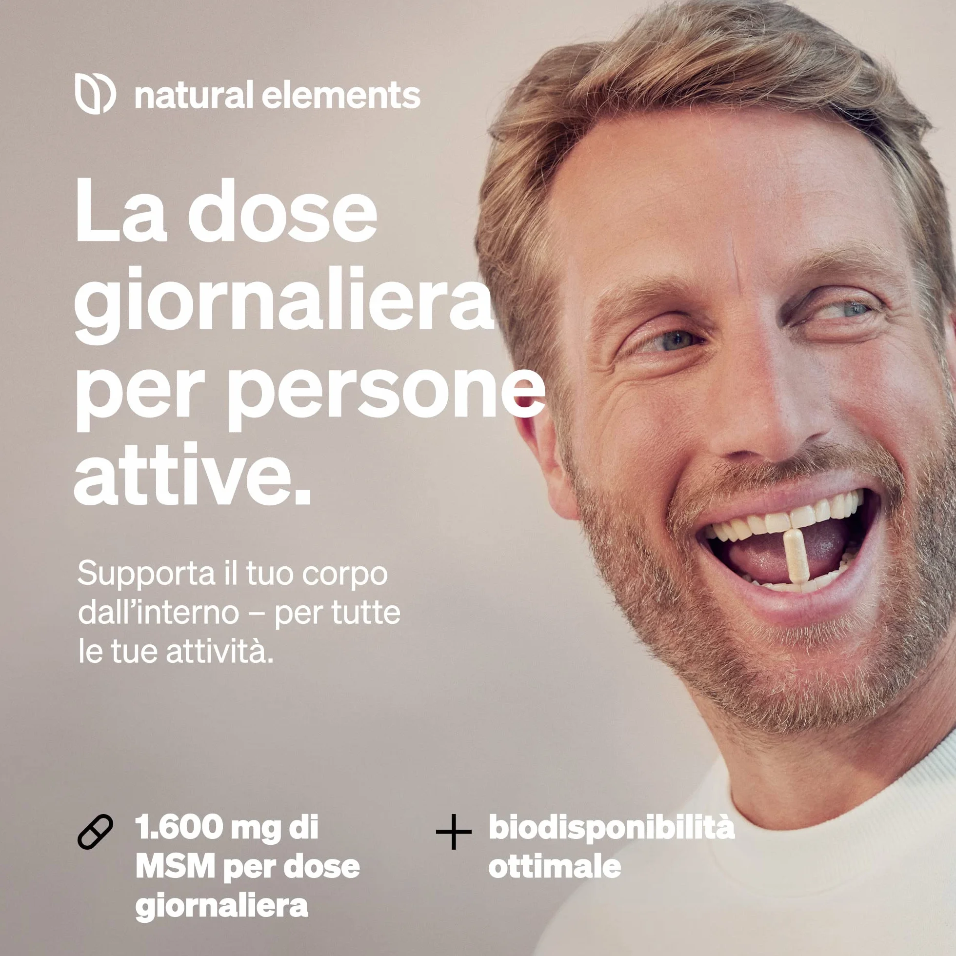 MSM in capsule 180 capsule vegane 1600 mg metilsulfonilmetano in polvere per dose giornaliera altamente dosato prodotto in Germania