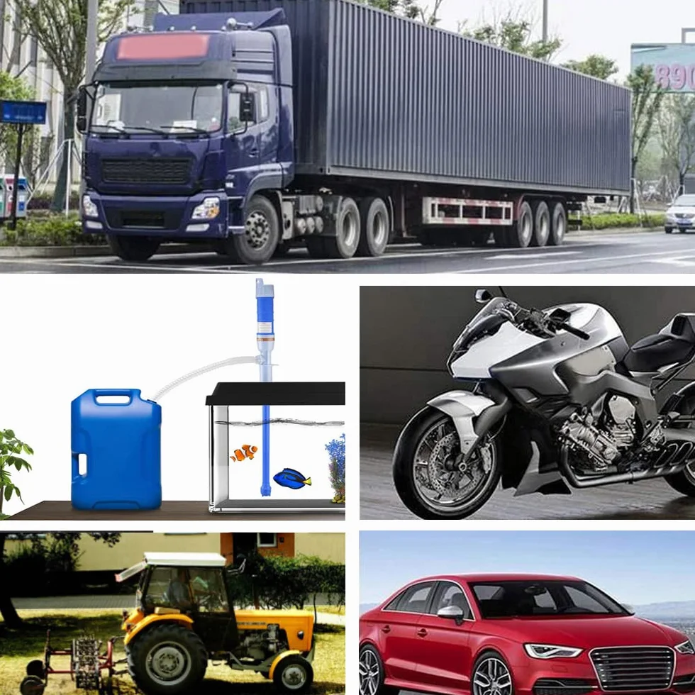 ETOPARS Blu Batteria Pompa a Sifone di Trasferimento Pompa a Mano Benzina Sifone Liquido Diesel Carburante Elettrica Gas Acqua Combustibile Pompa