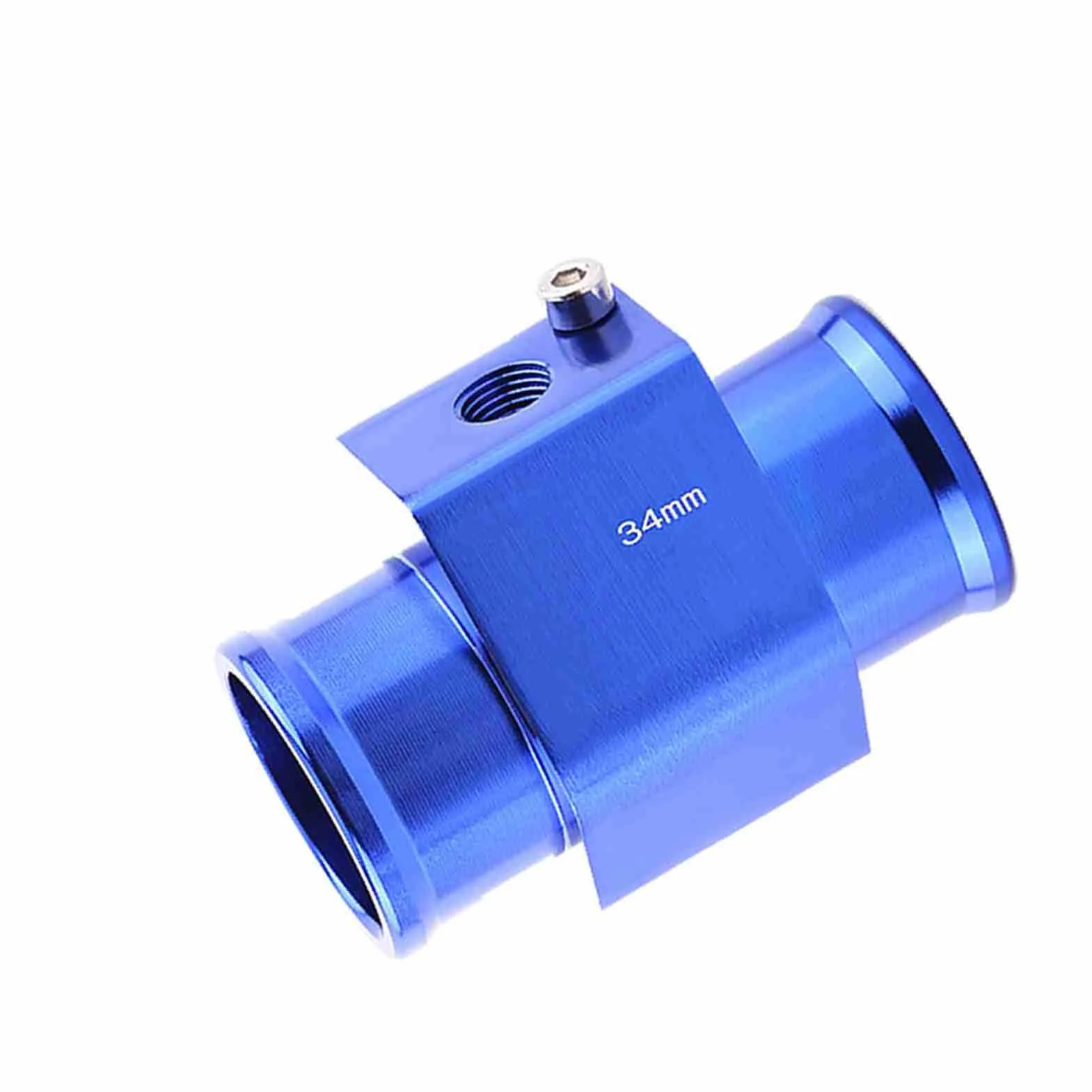Giunto per la temperatura dell'acqua Giunto universale per la temperatura dell'acqua in alluminio per auto Raccordo per tubo del tubo del sensore Adattatore blu, 26 28 30 32 34 38 40mm(34mm)