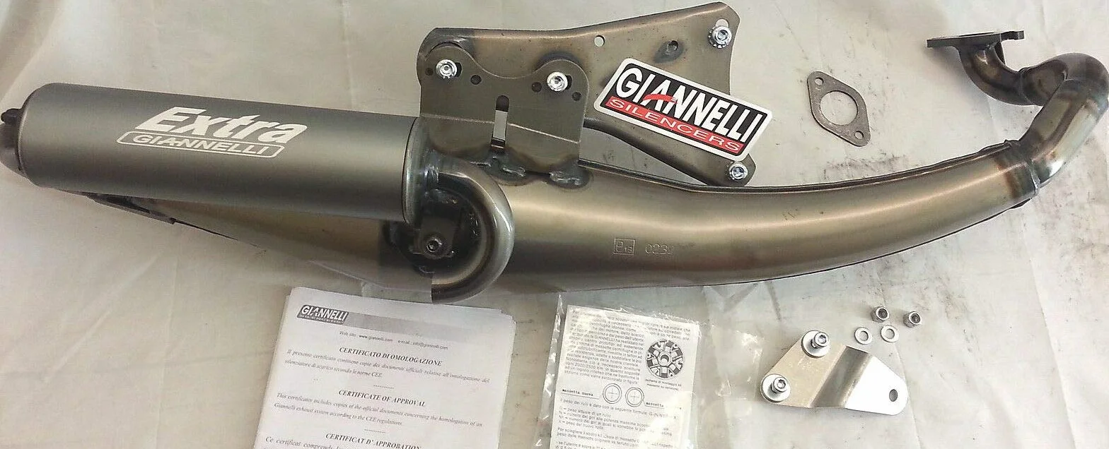 GIANNELLI MARMITTA SCOOTER EXTRA V2 MALAGUTI F 12PHANTOM ARIA/ACQUA 94/01-F12 DIGIT'02/03 OMOLOGATACEE E13 0239 - SIL. ALLUM.ANODIZZ.