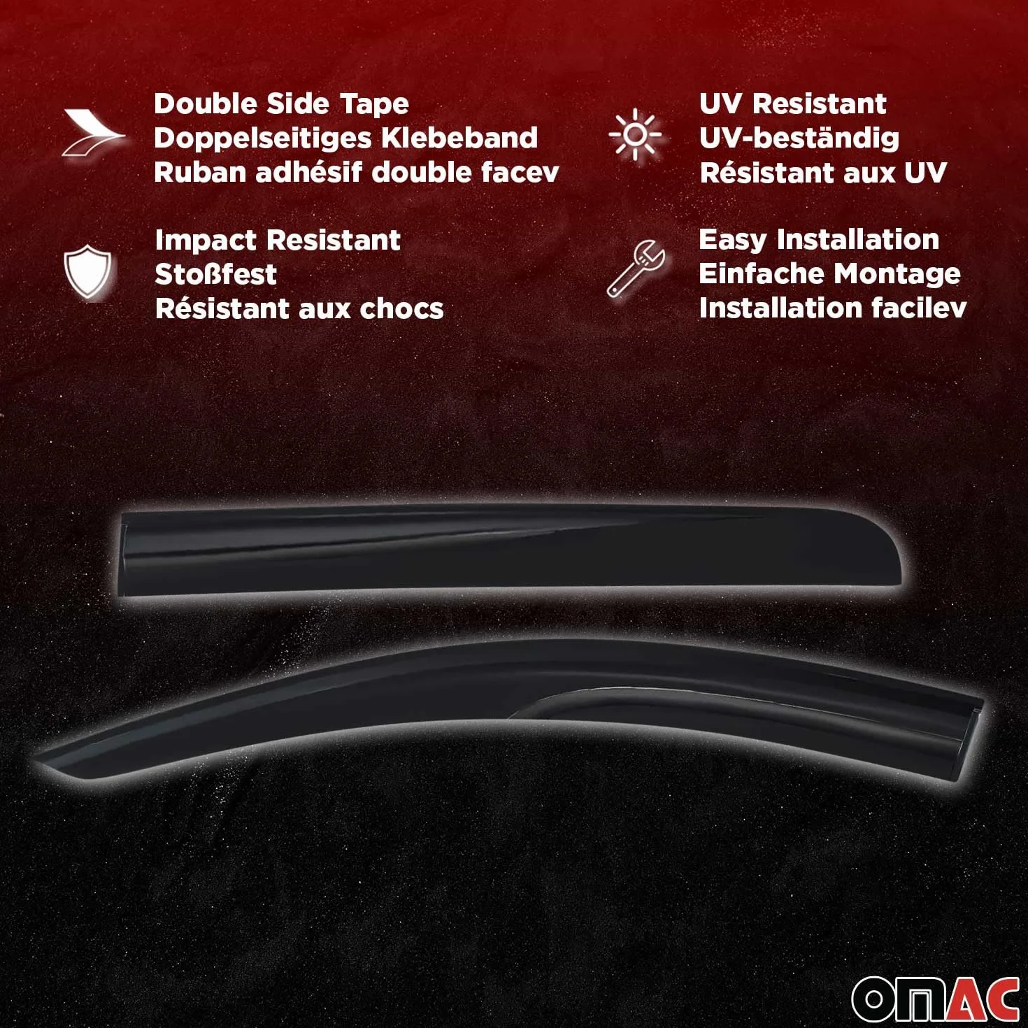 OMAC 2X Deflettori Aria Regenabweiser compatibile con Ford Transit 2000-2014 Acrilico Dunkel