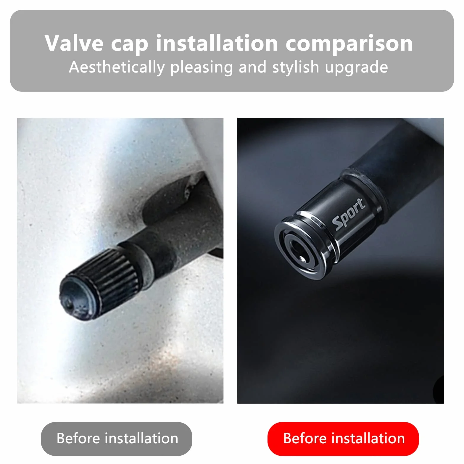 4 Pezzi Tappi Valvole Pneumatici Auto Antifurto,Ttappi Valvole Gomme Compatibili con Auto, SUV, Moto (Nero)